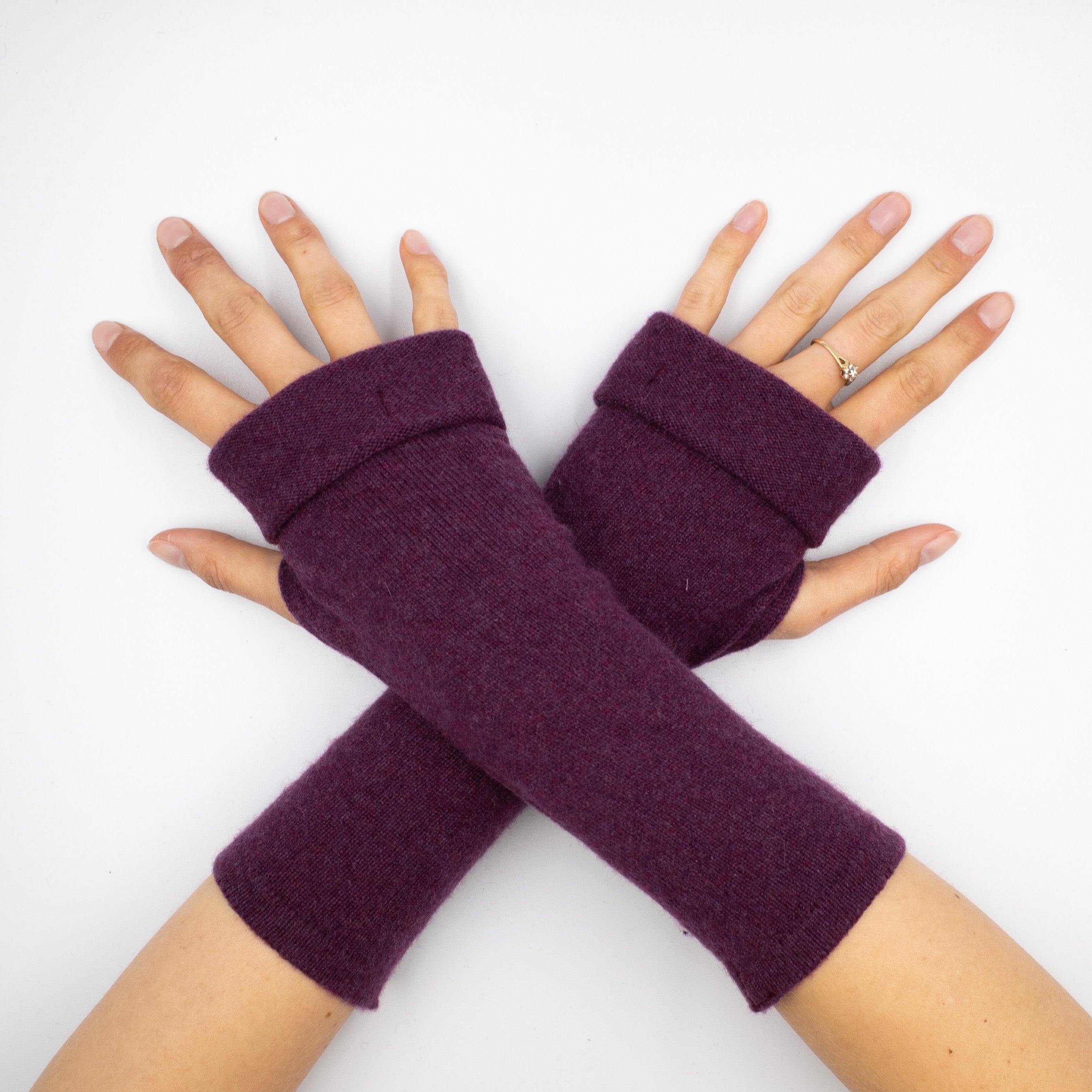 Plum Purple Fingerless Gloves