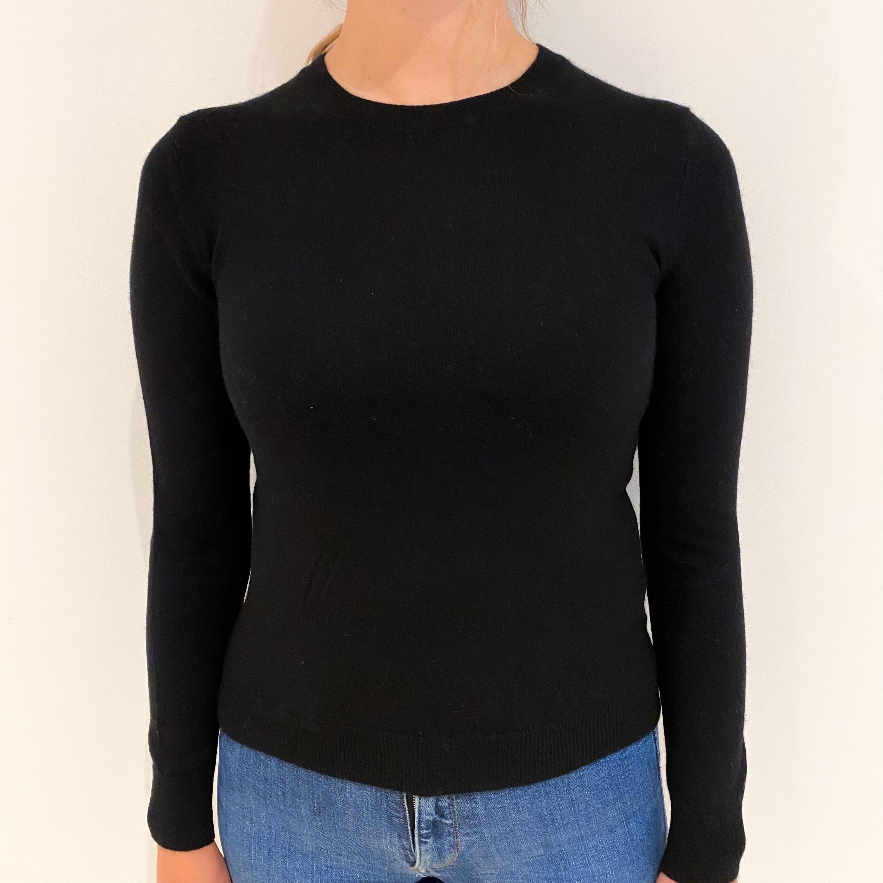 Black Cashmere Crew Neck Jumper Small