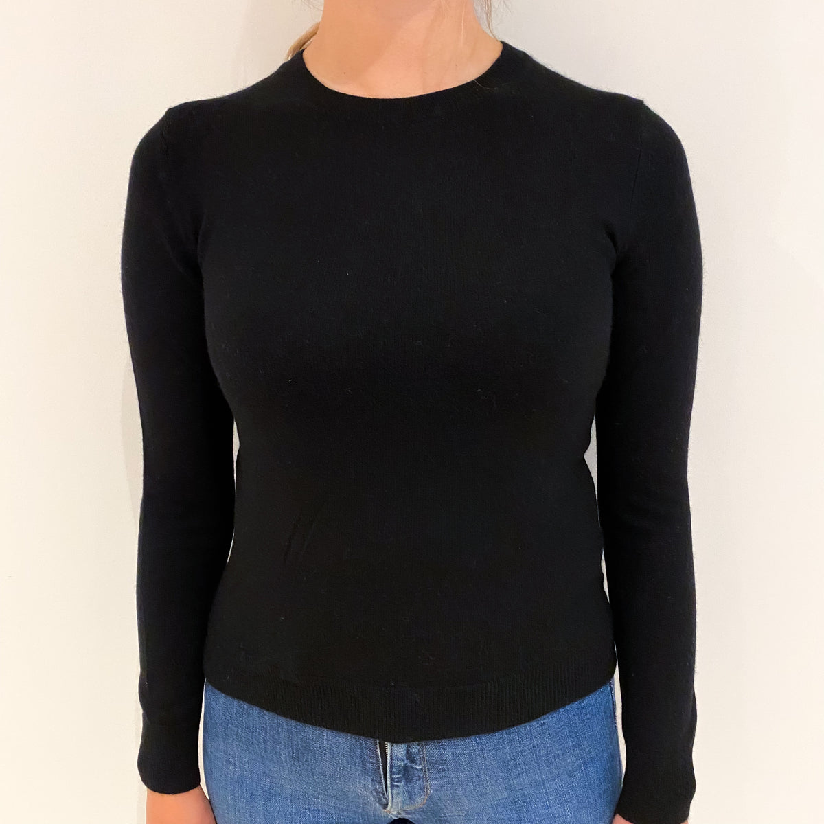 Black Cashmere Crew Neck Jumper Small
