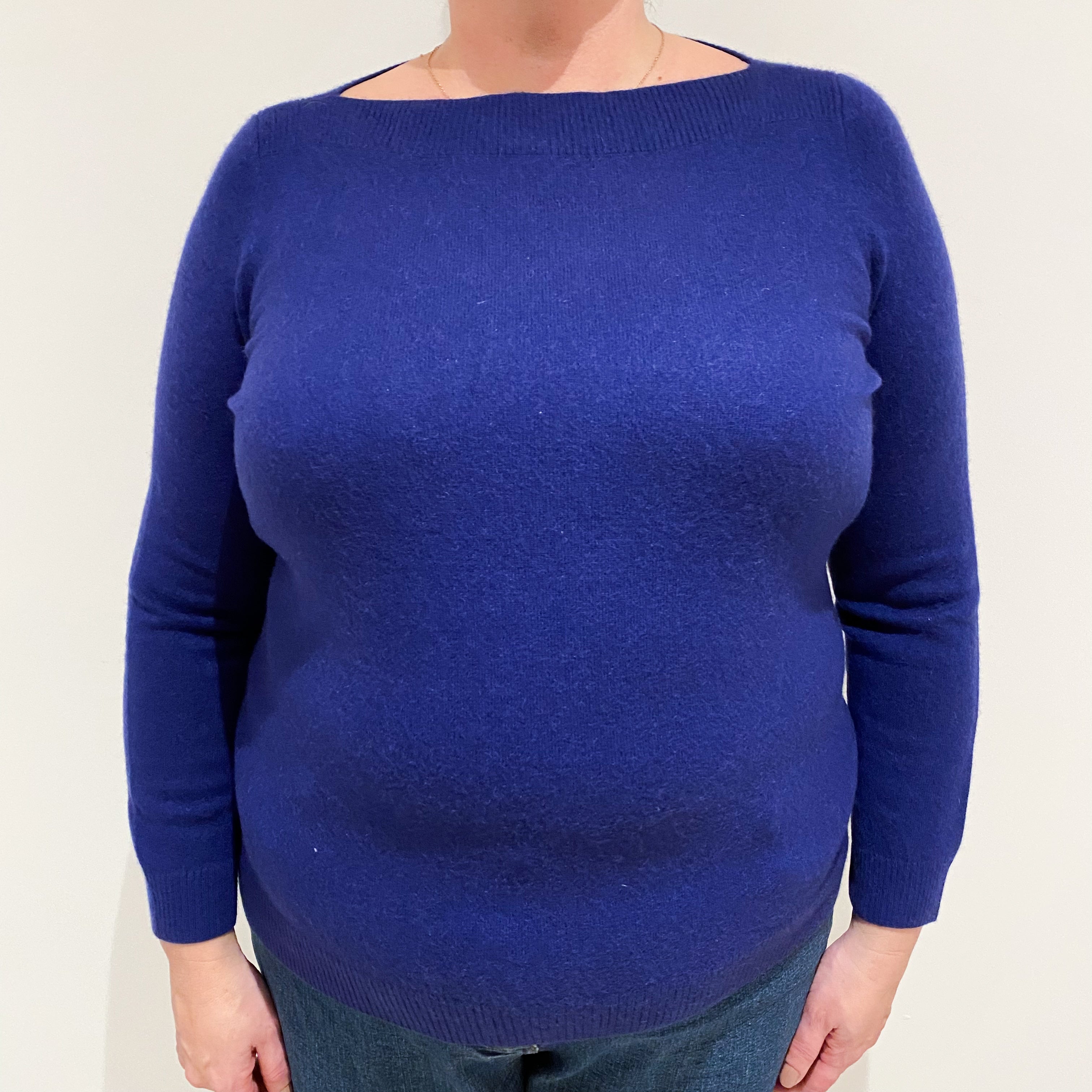 Indigo Blue Cashmere Boat Neck Jumper Extra Large
