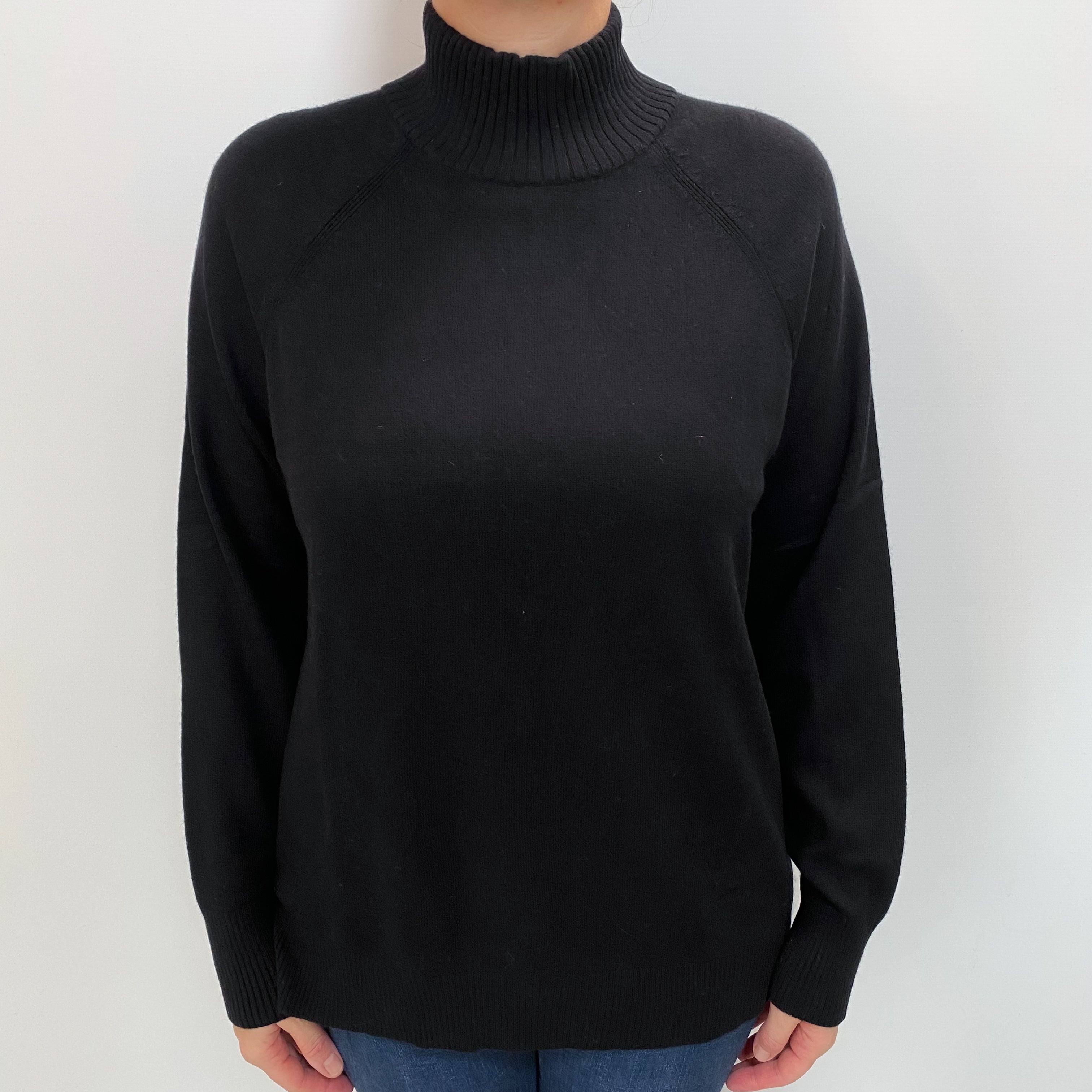 Black Cashmere Turtle Neck Jumper Large