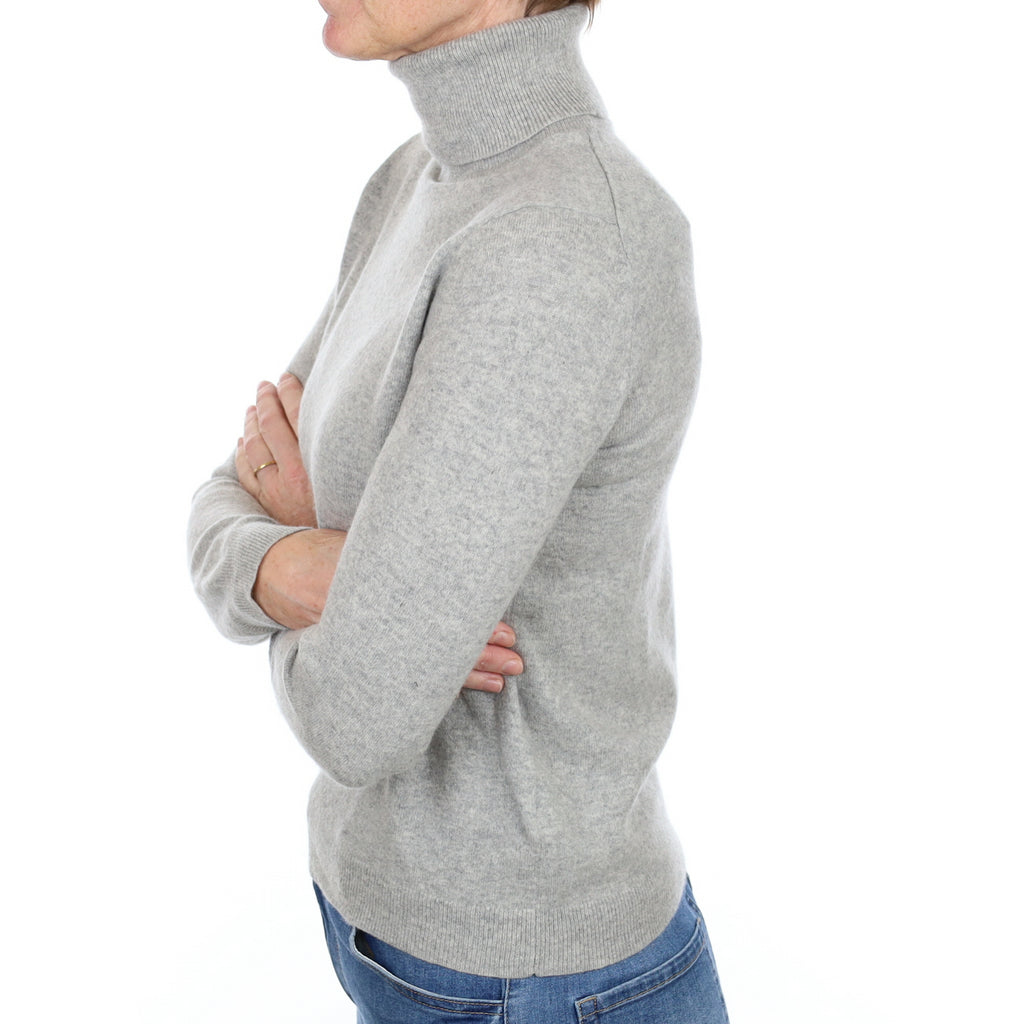 Smoke Grey Cashmere Polo Neck Jumper Small