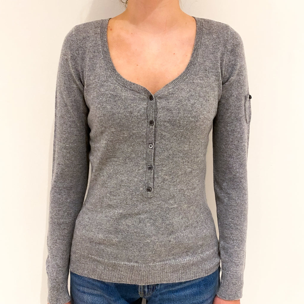 Light Grey Cashmere V-Neck Jumper Extra Small