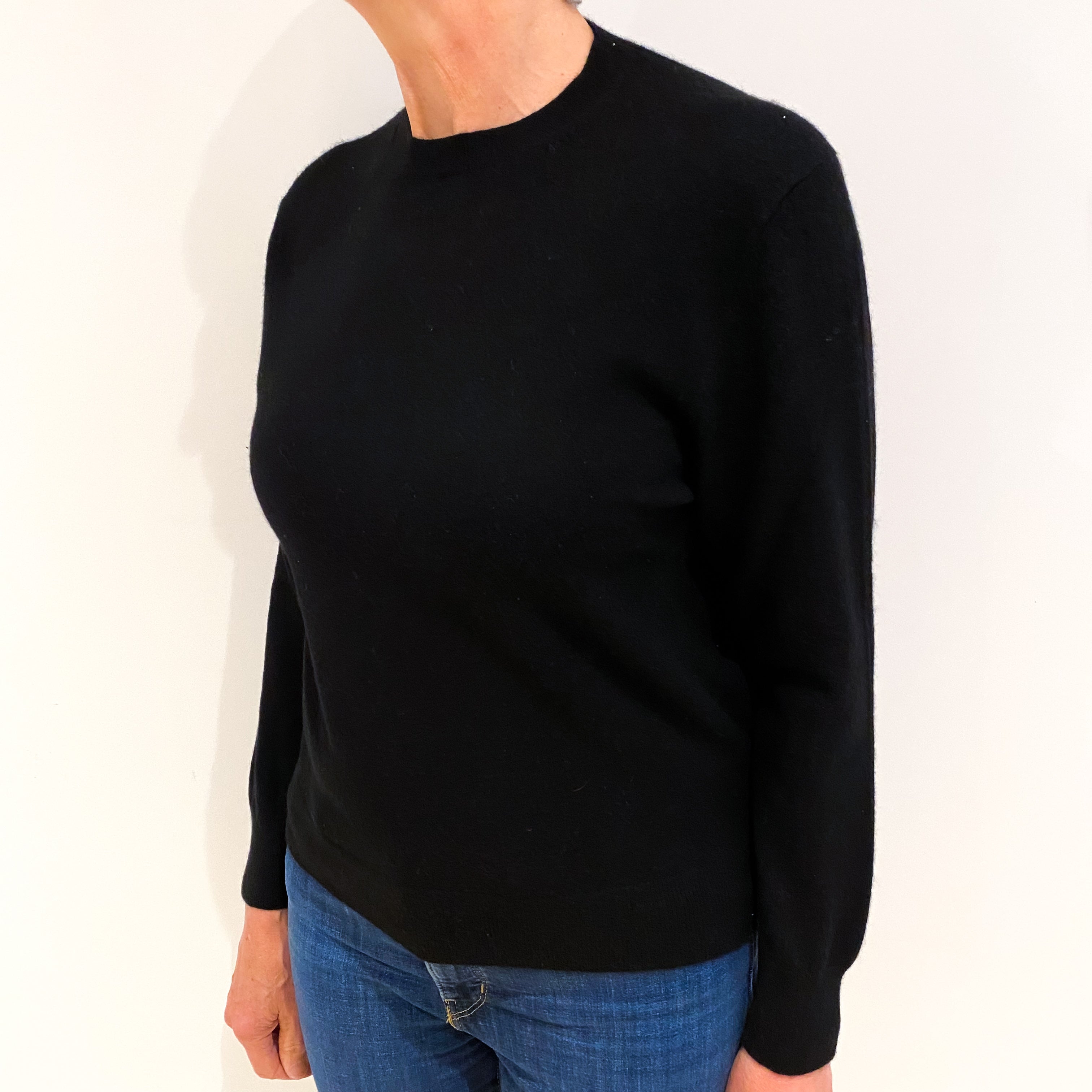 Black Cashmere Crew Neck Jumper Medium