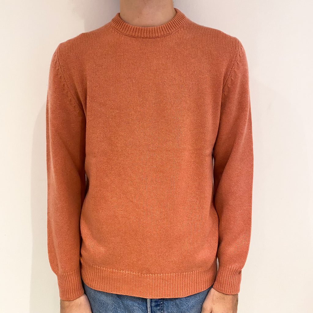 Men's Orange Soda Chunky Cashmere Crew Neck Jumper Large