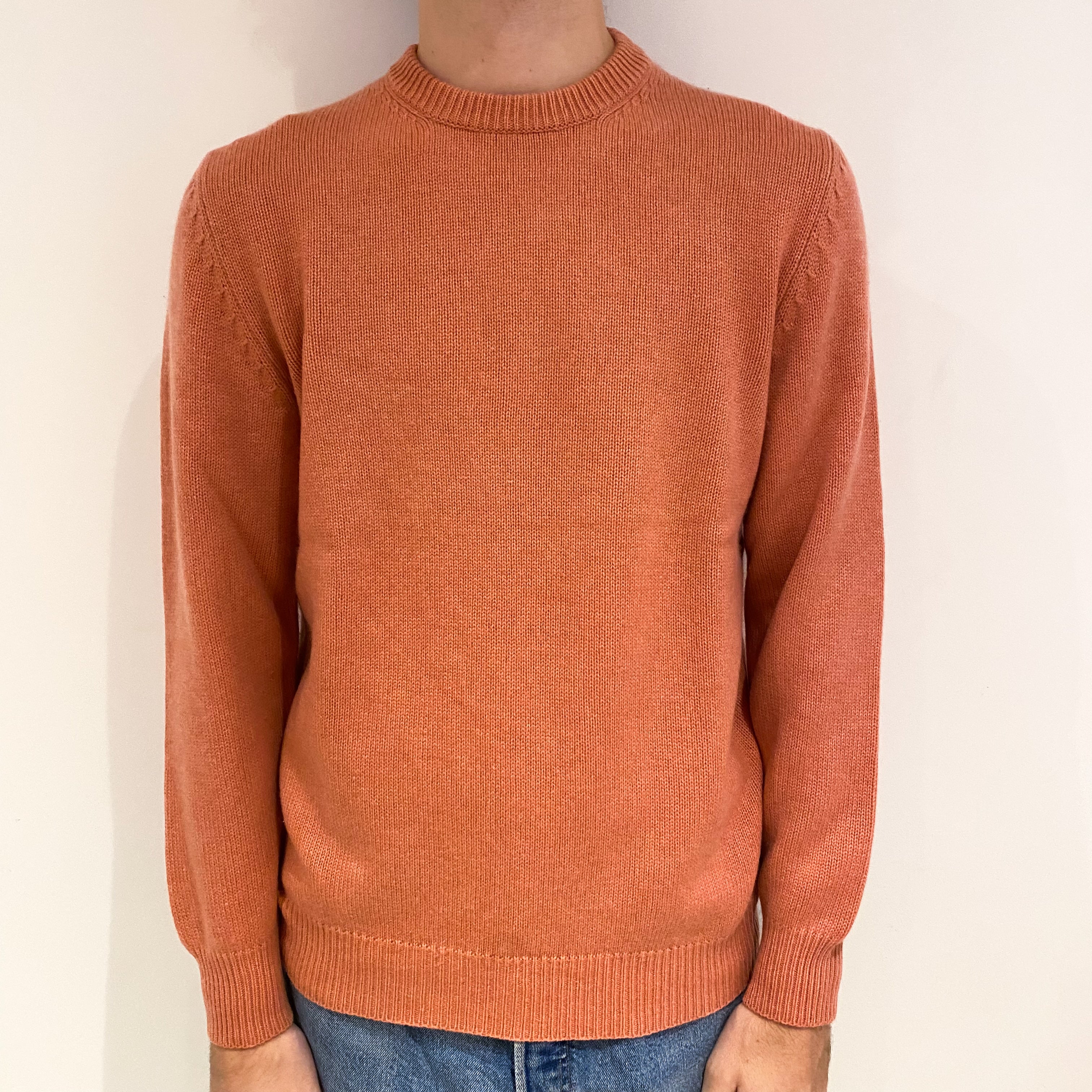 Men's Orange Soda Chunky Cashmere Crew Neck Jumper Large