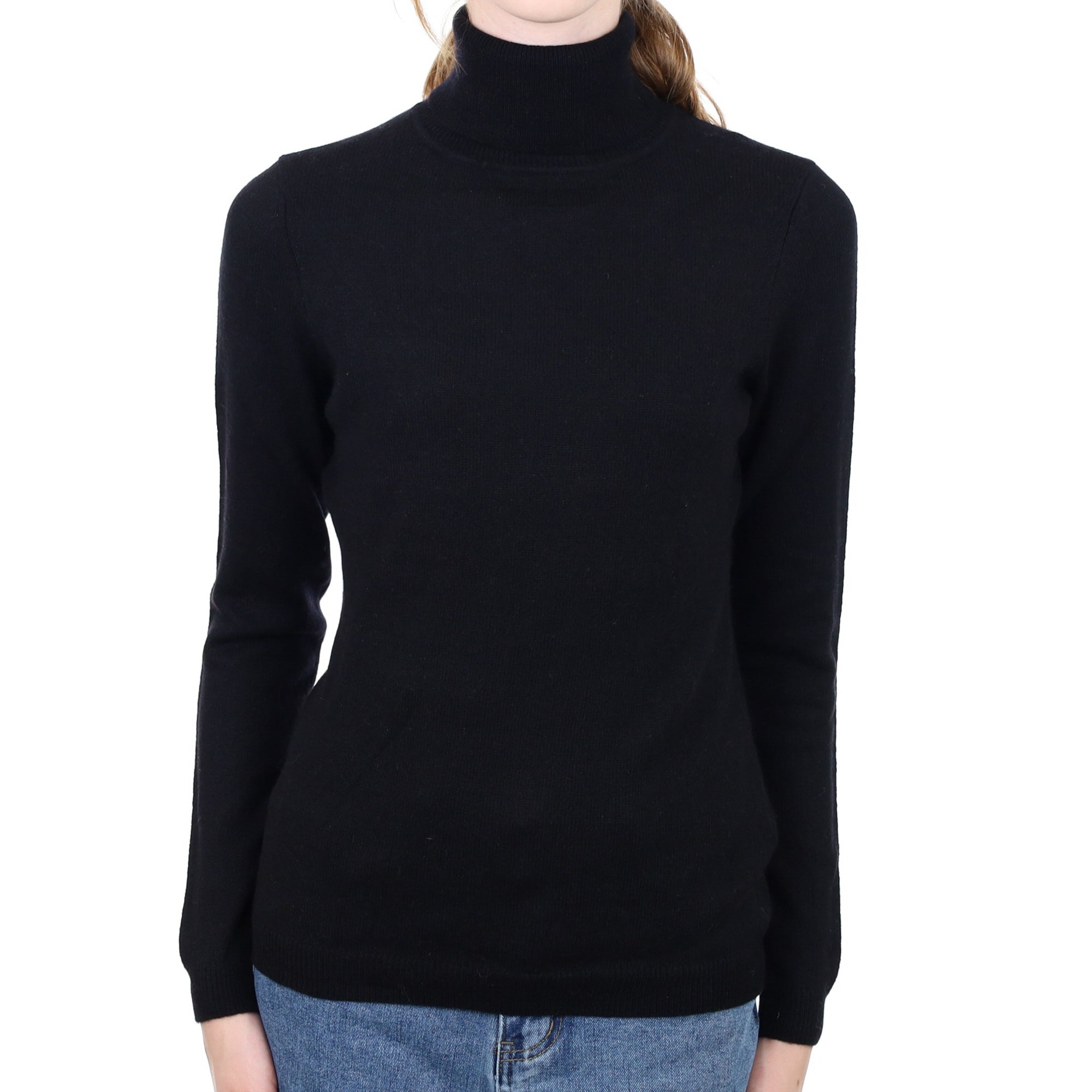 Black Cashmere Polo Neck Jumper Extra Small