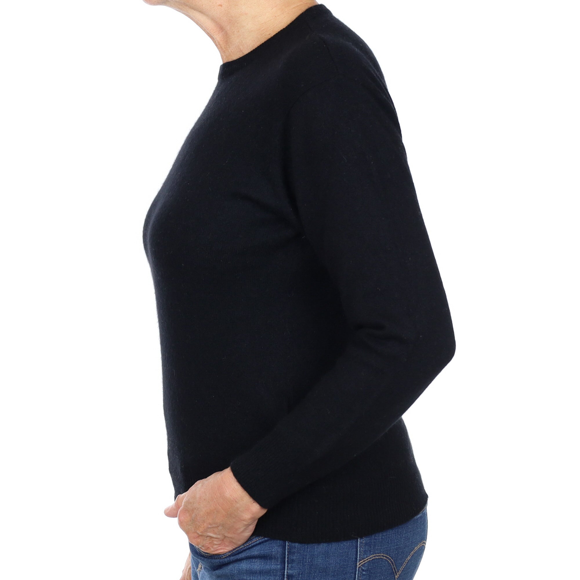 Black Cashmere Crew Neck Jumper Medium