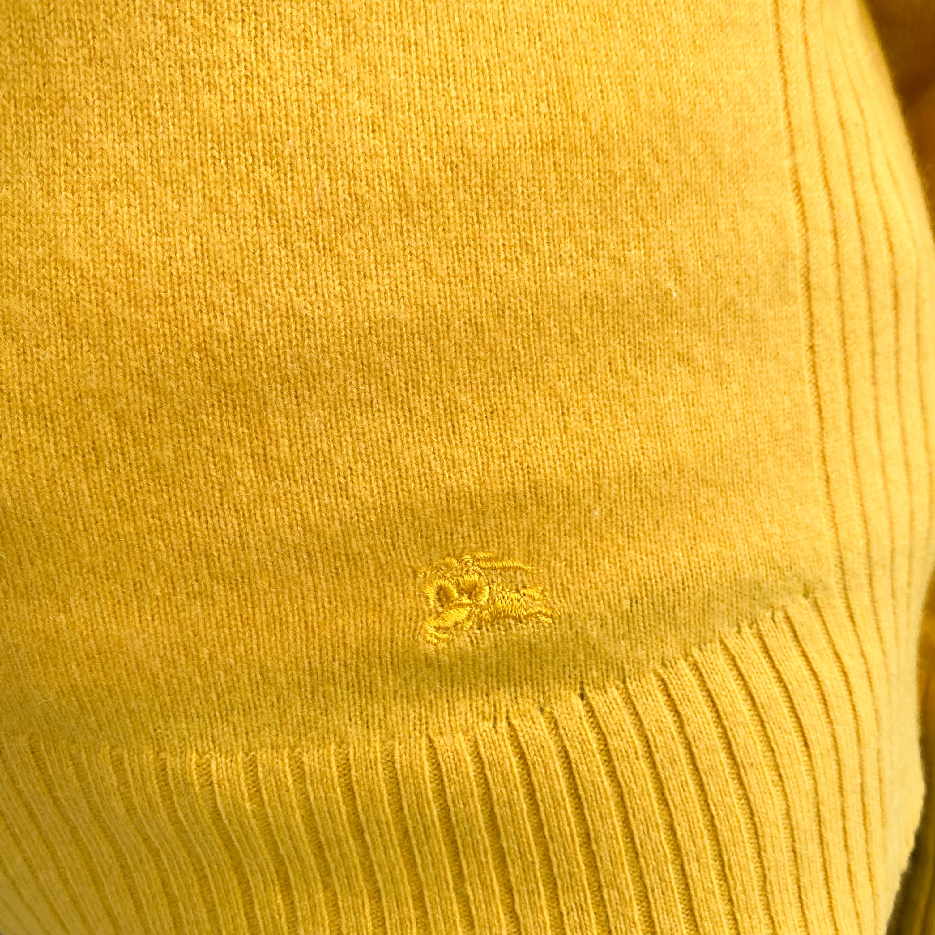 Burberry Pineapple Yellow Cashmere Polo Neck Jumper Medium