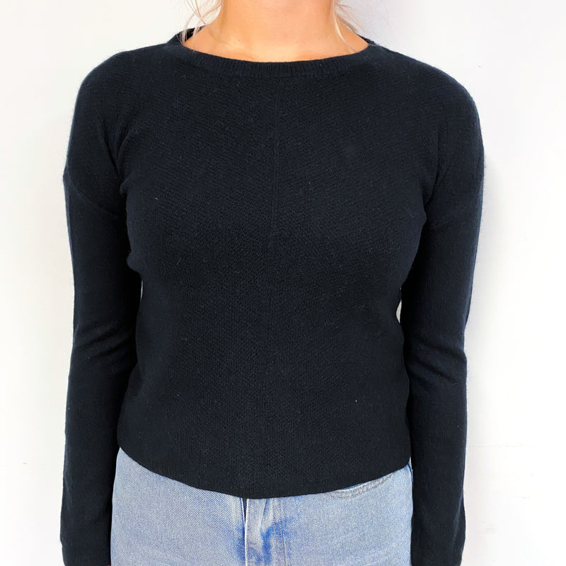 Black Slouchy Cashmere Crew Neck Jumper Small
