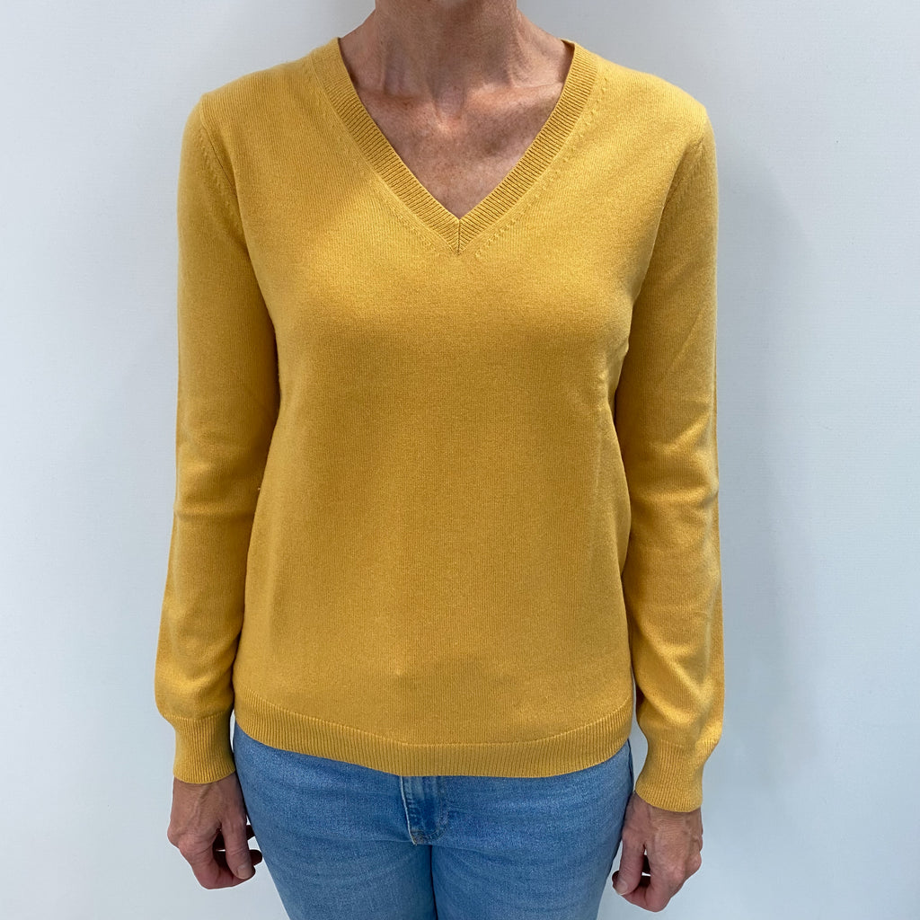 Sunflower Yellow Cashmere V Neck Jumper Small