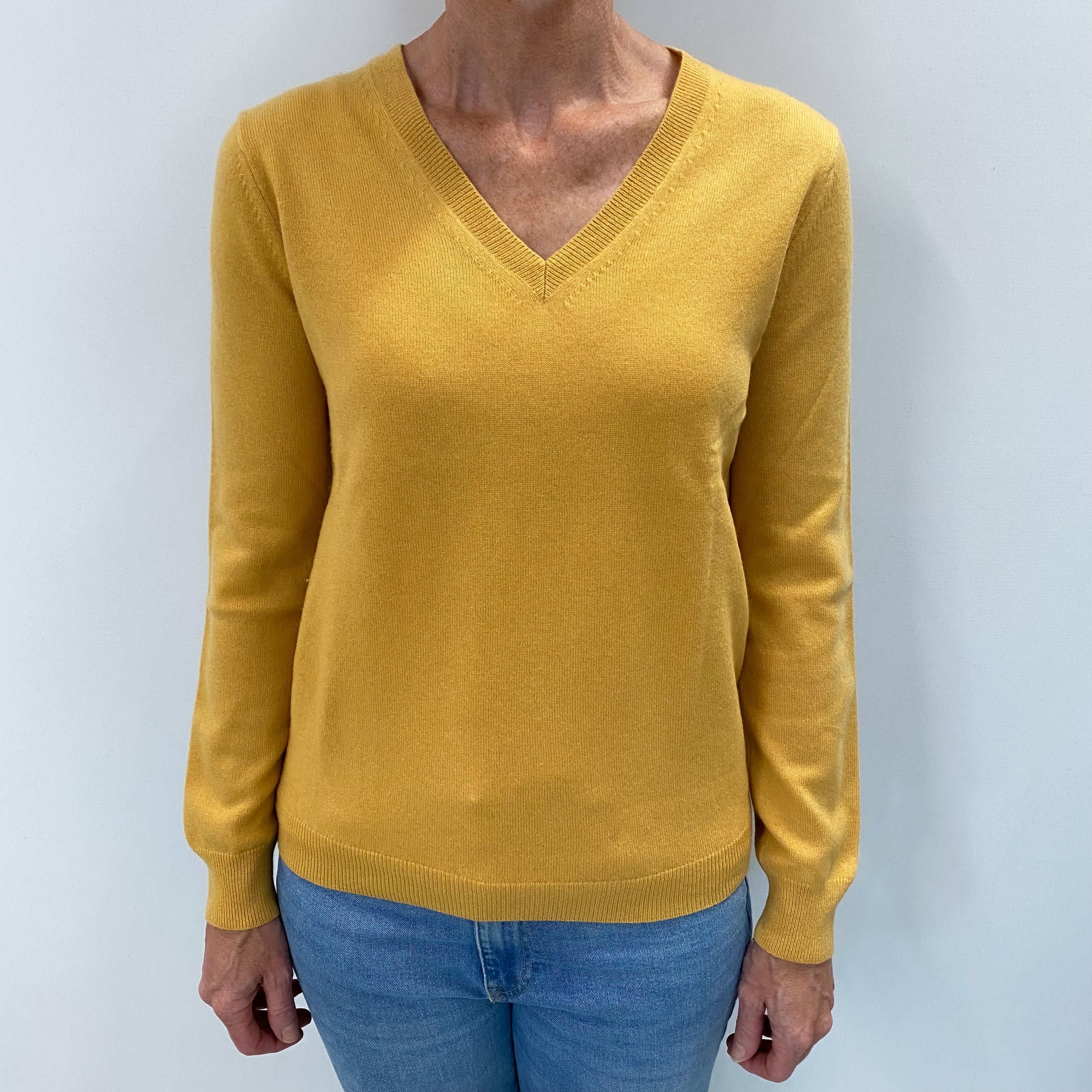 Sunflower Yellow Cashmere V Neck Jumper Small