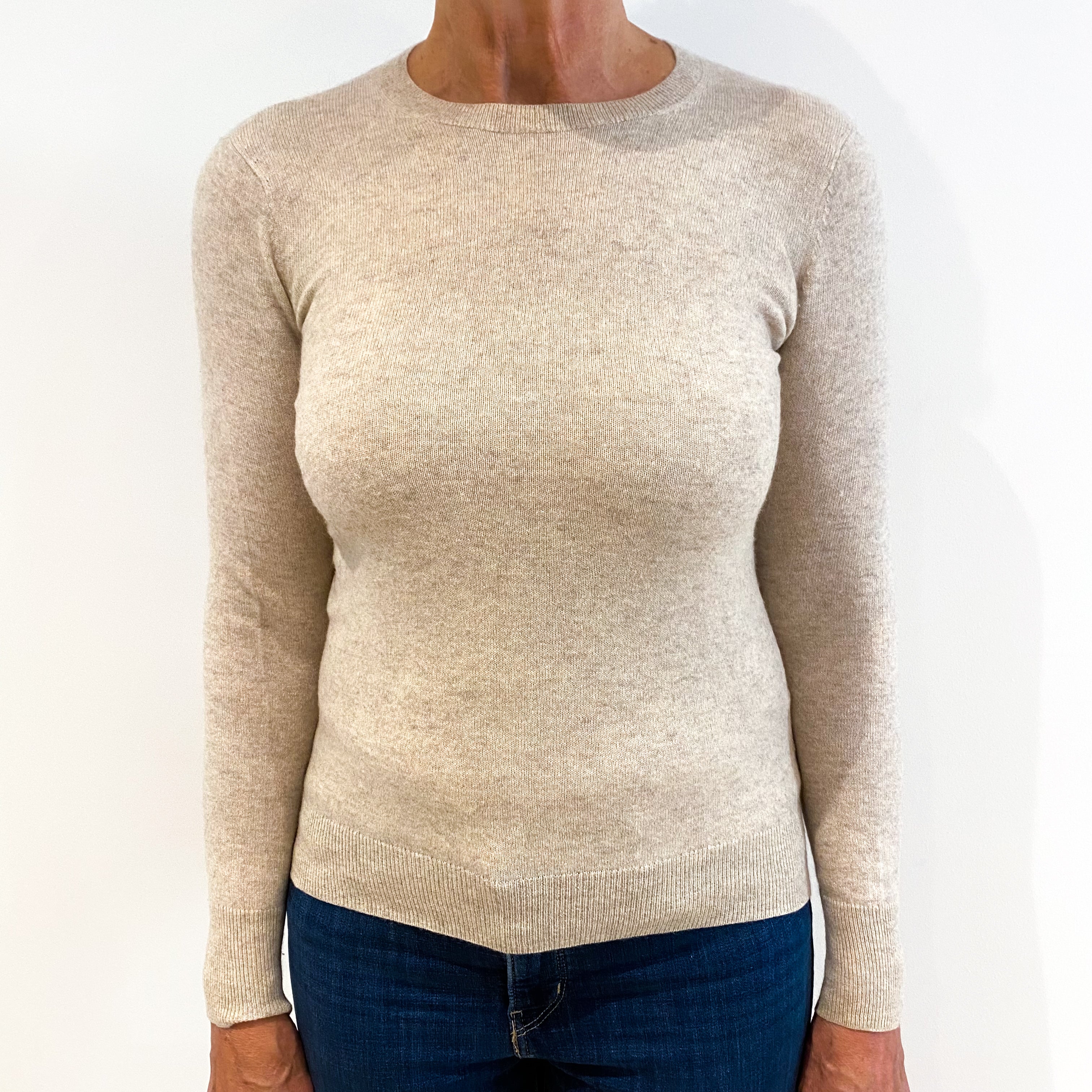 Soft Fawn Beige Cashmere Crew Neck Jumper Medium