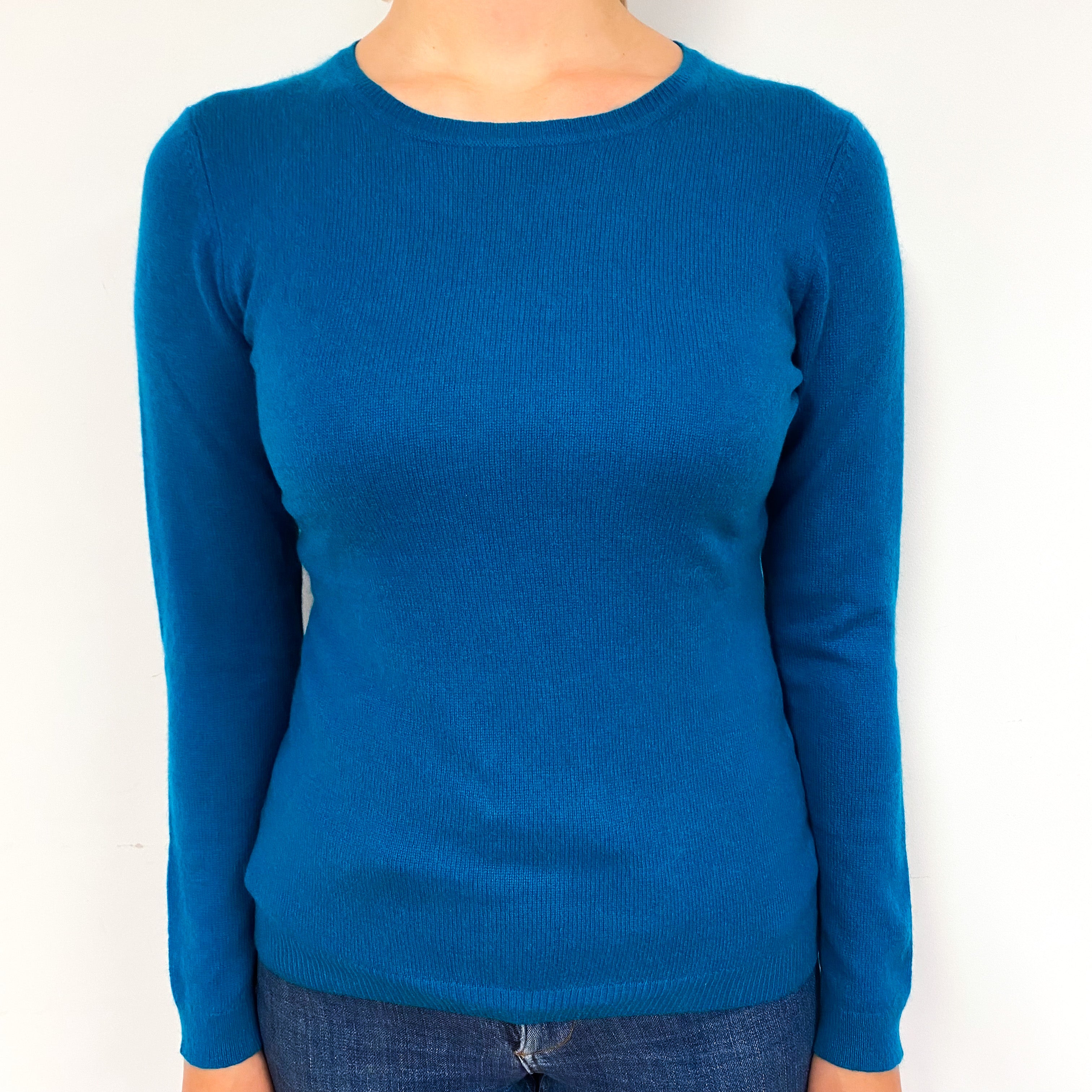 Teal Blue Cashmere Crew Neck Jumper Small