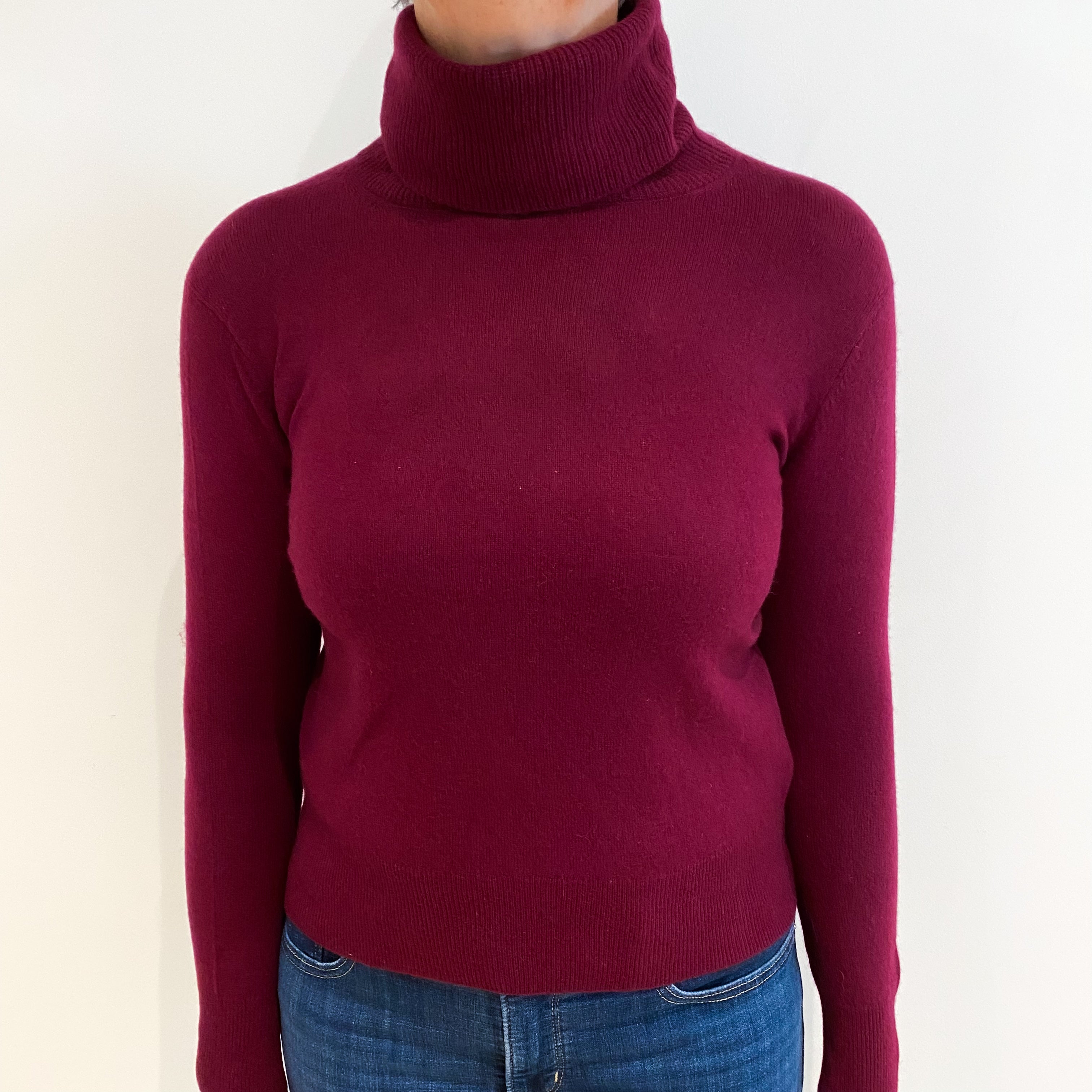 Mulberry Purple Cashmere Polo Neck Jumper Medium