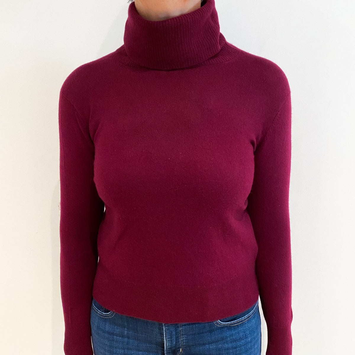 Mulberry Purple Cashmere Polo Neck Jumper Medium