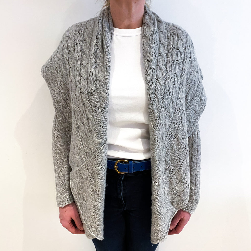 Smoke Grey Cashmere Edge To Edge Cardigan Large