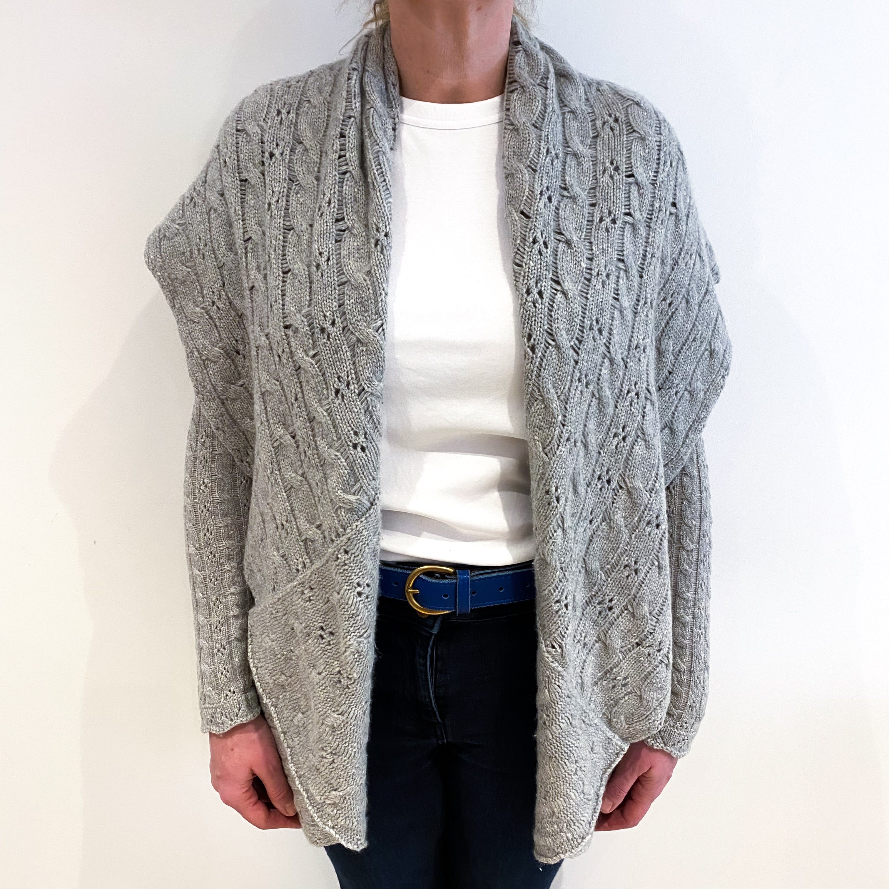 Smoke Grey Cashmere Edge To Edge Cardigan Large