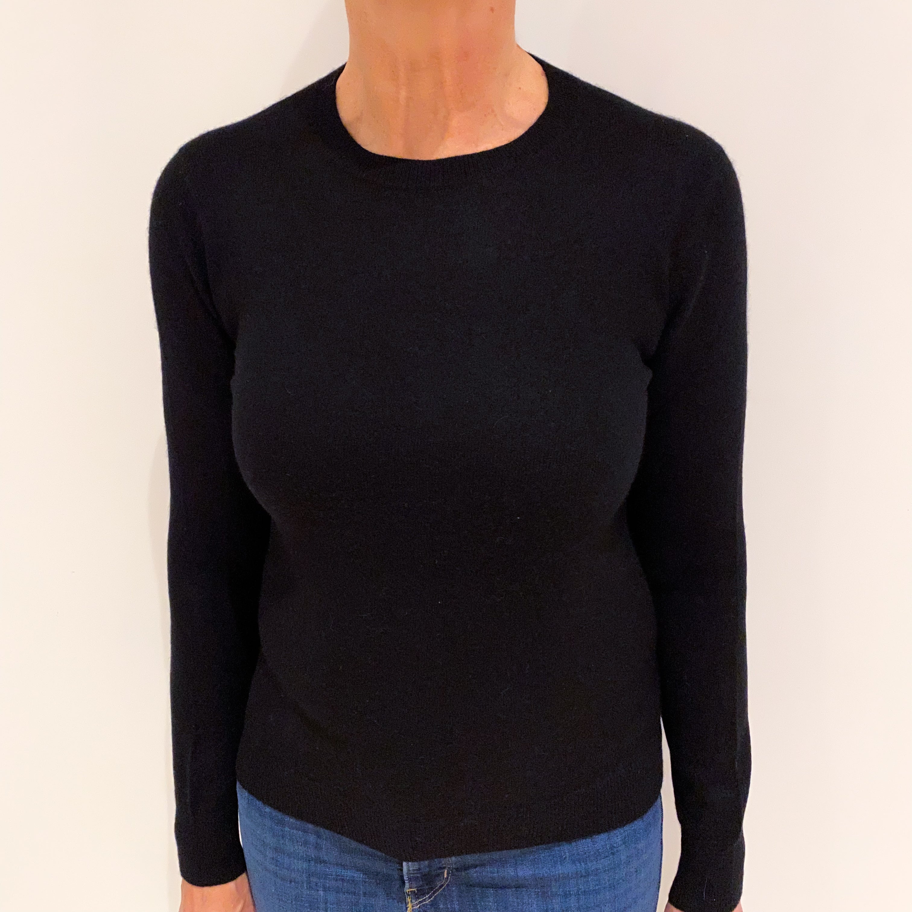 Black Cashmere Crew Neck Jumper Medium