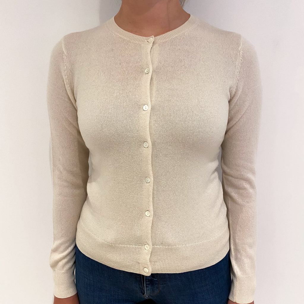 Vanilla Cream Cashmere Crew Cardigan Small
