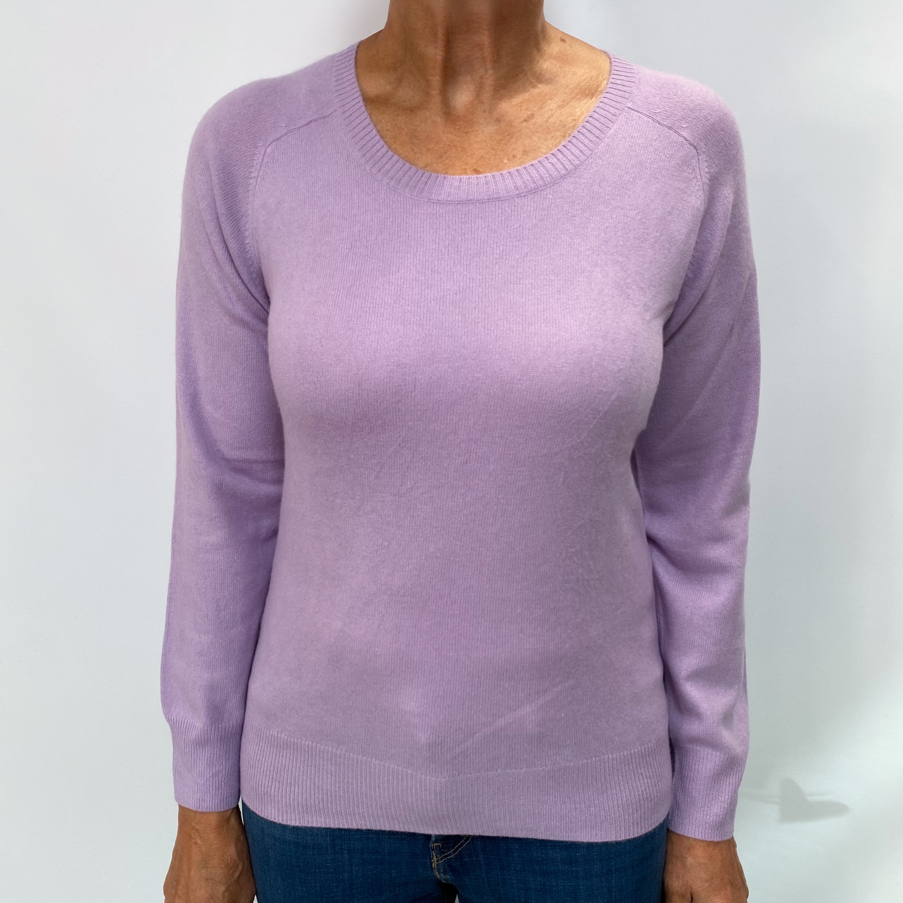 Lavender Purple Cashmere Crew Neck Jumper Medium