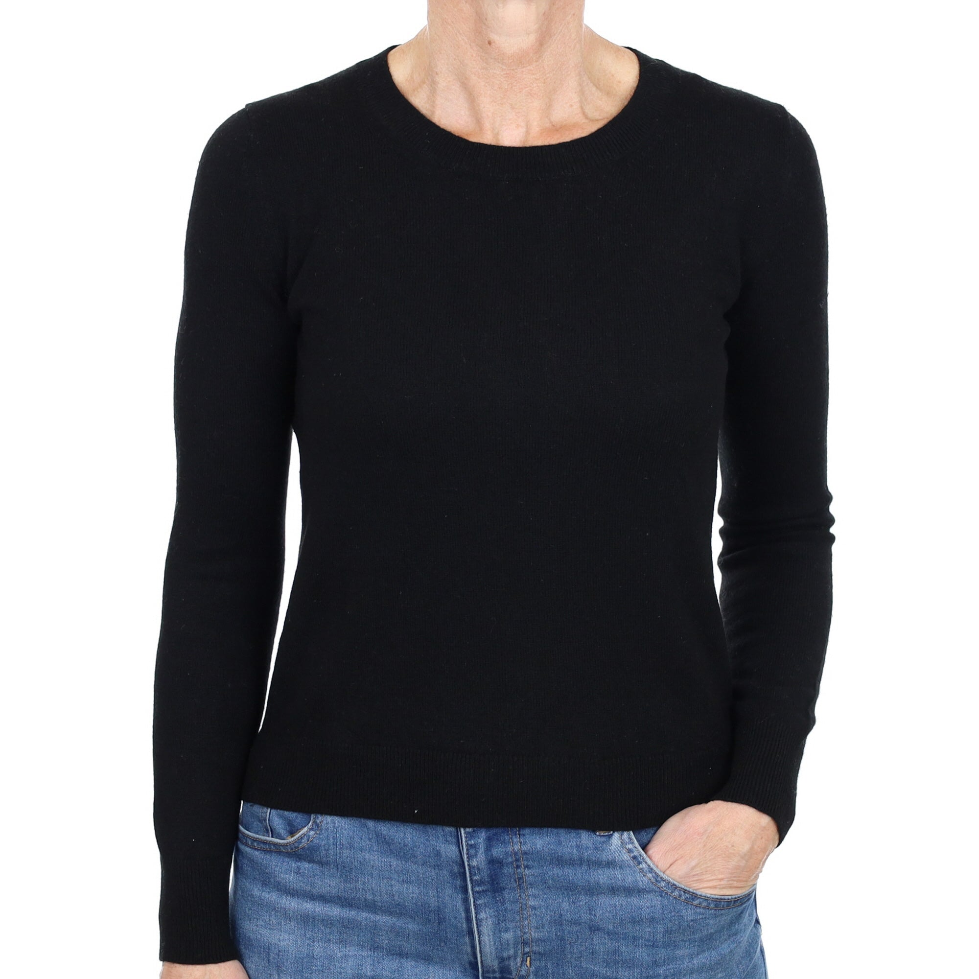 Black Cashmere Crew Neck Jumper Small