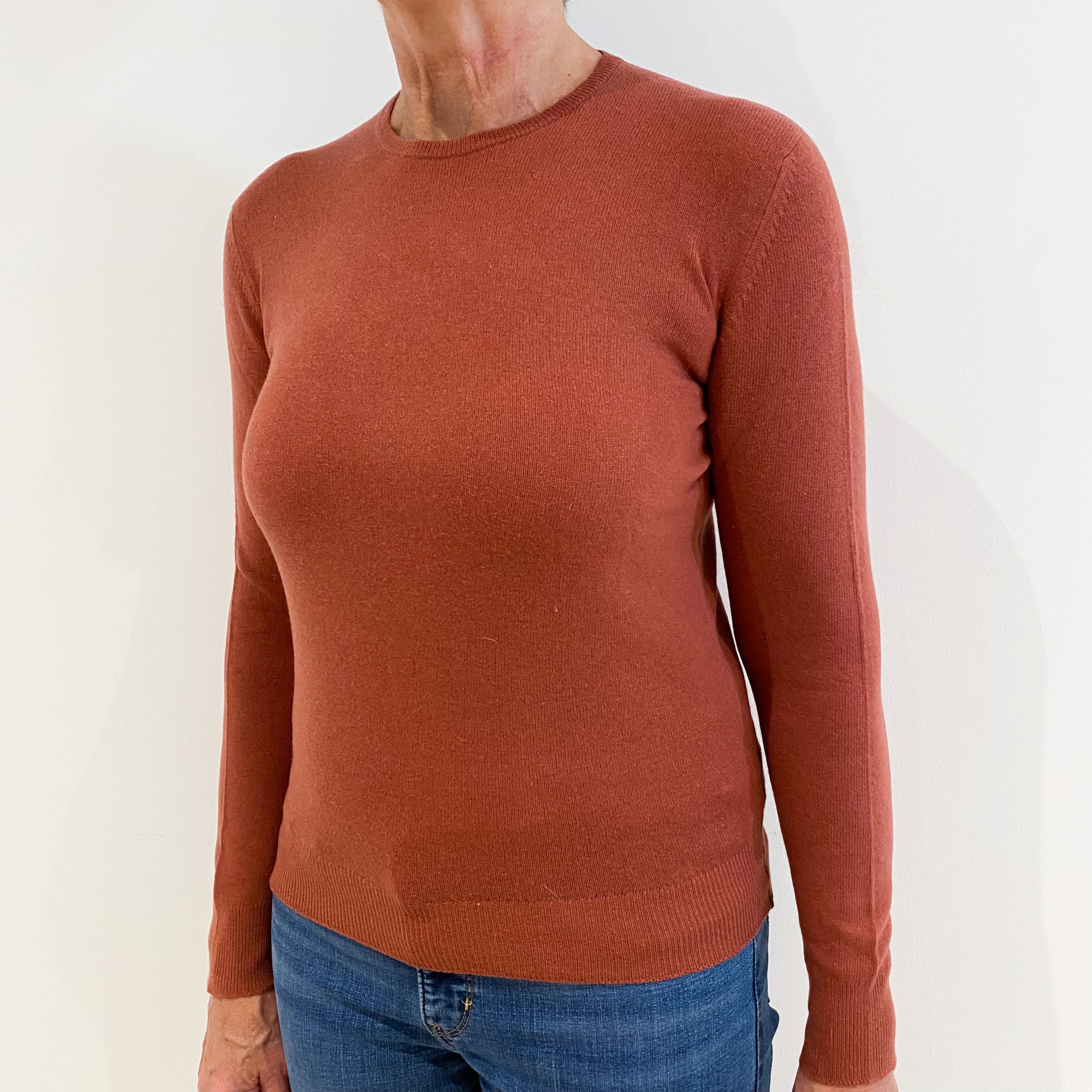 Scottish Vintage Pale Terracotta Red Cashmere Crew Neck Jumper Medium