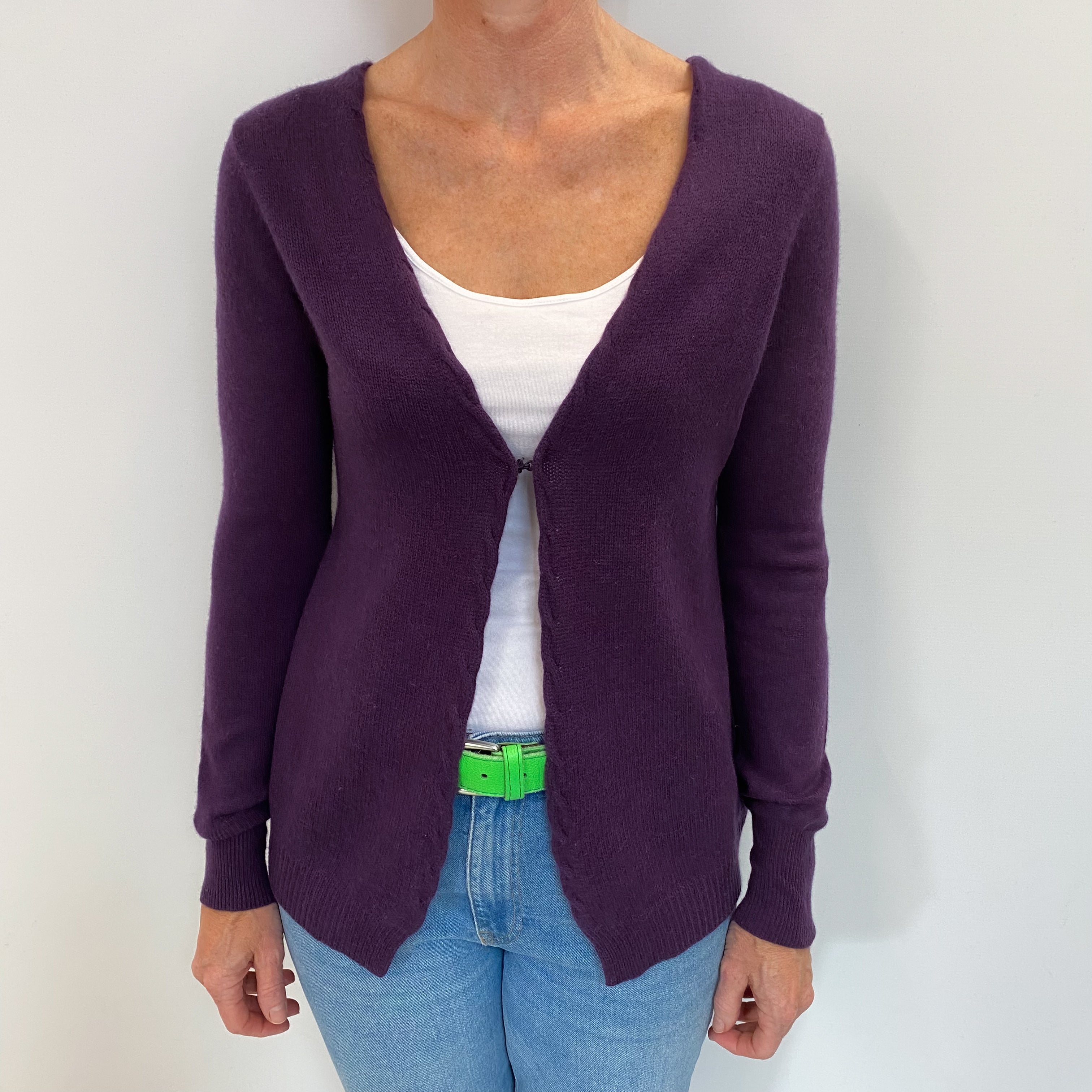 Blueberry Purple Cashmere V Neck Cardigan Small