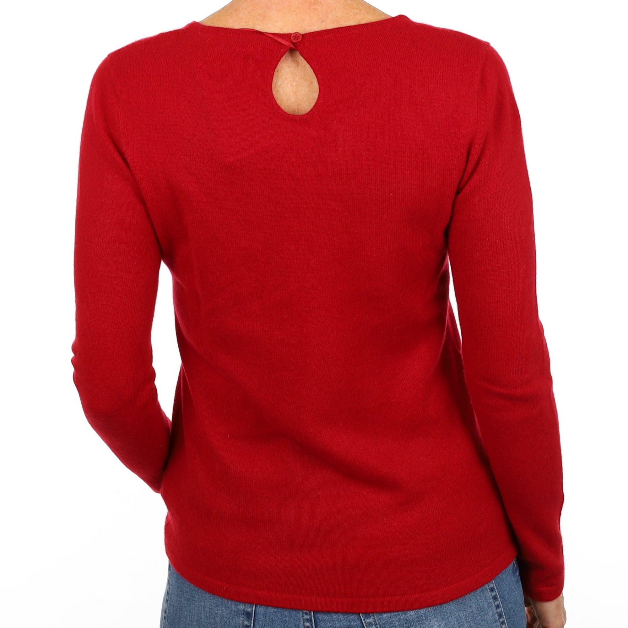 Post Box Red Cashmere Scoop Neck Jumper Small