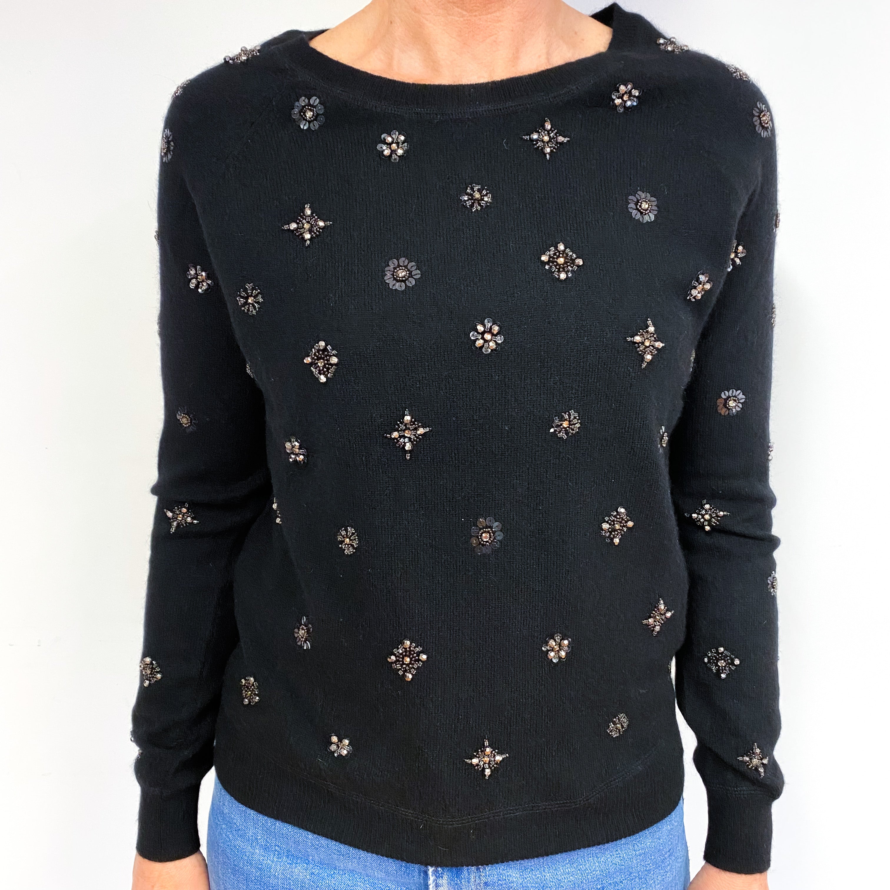 Black Cashmere Crew Neck Jumper Medium
