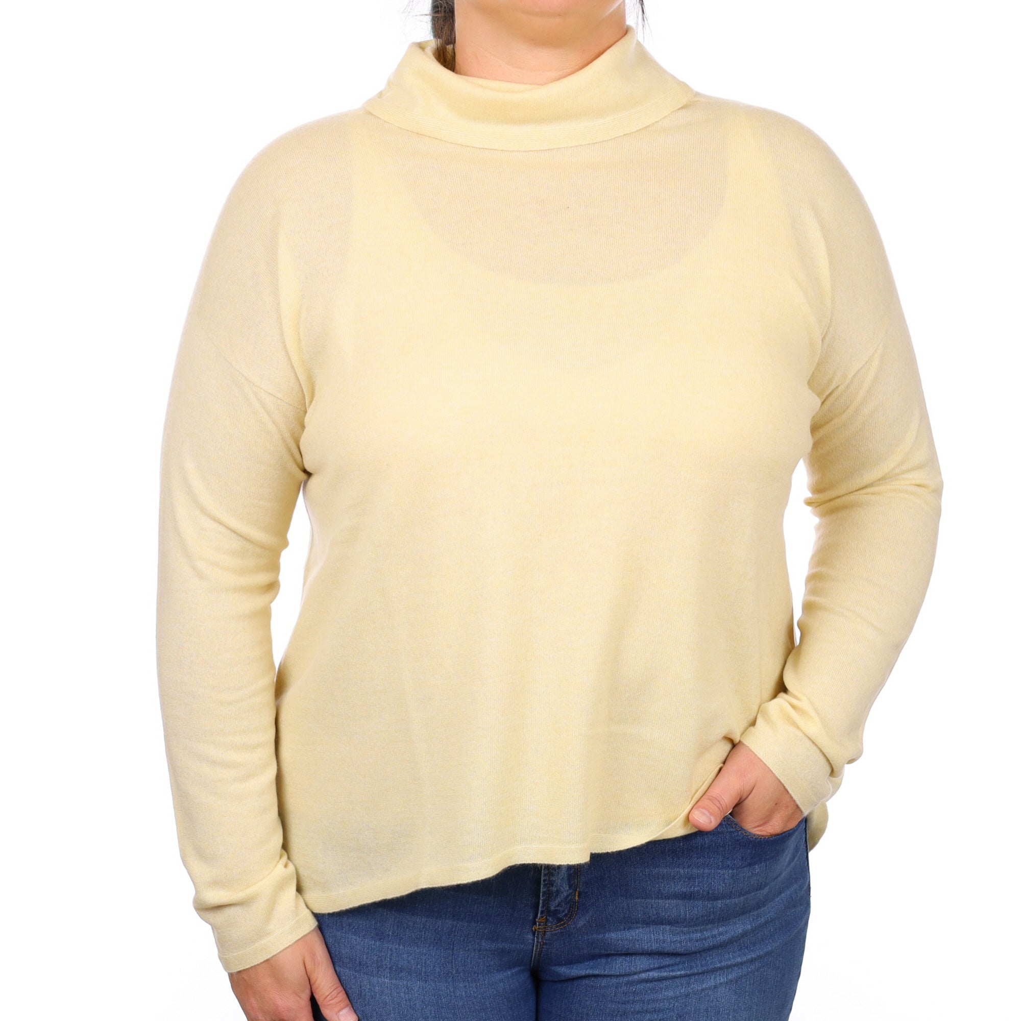 Pale Primrose Cashmere Funnel Neck Jumper Large