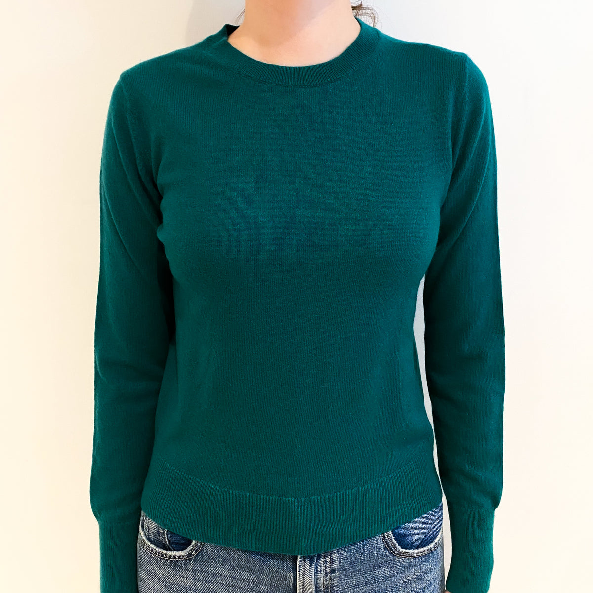 Shamrock Green Cashmere Crew Neck Jumper Extra Small