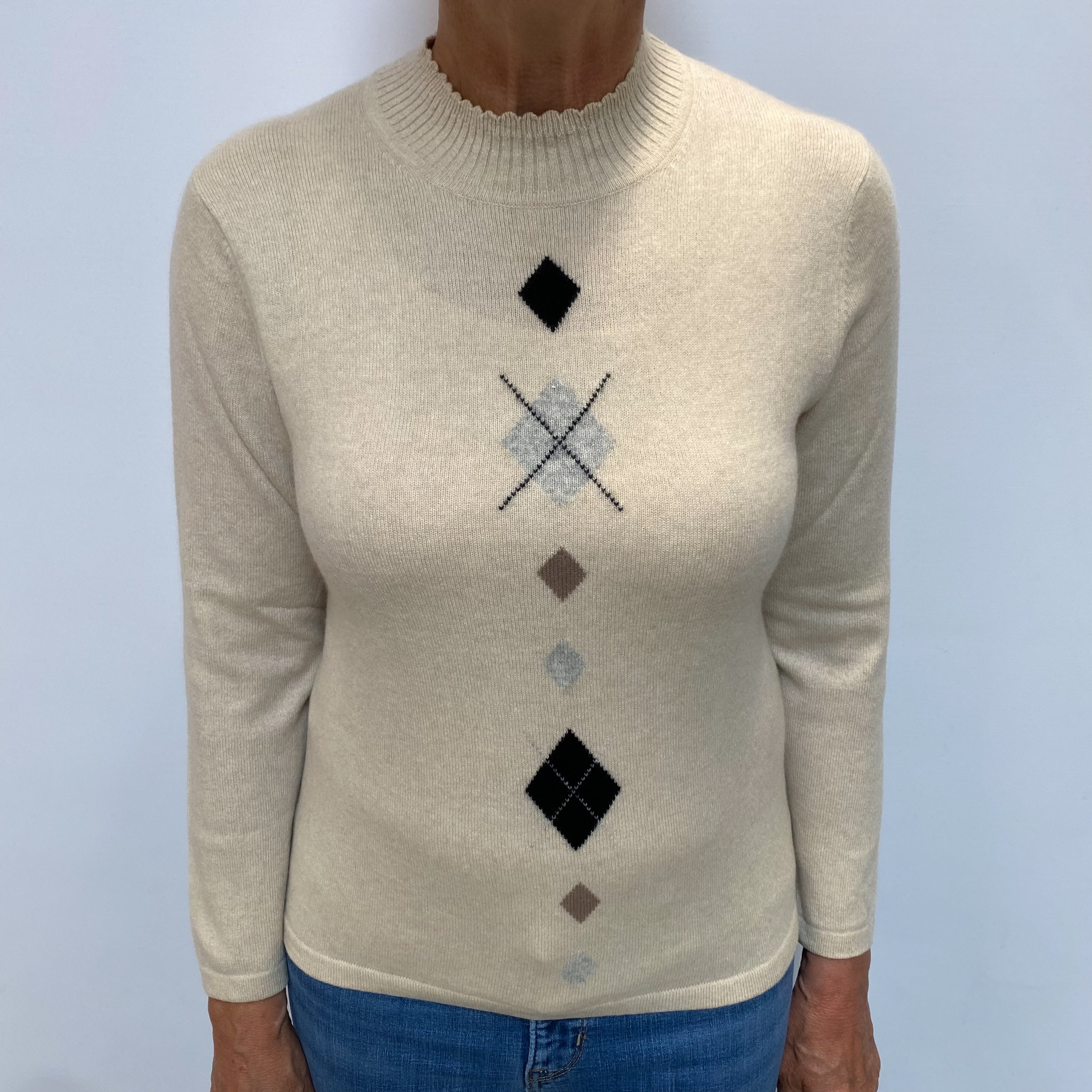 Honey Beige Cashmere Turtle Neck Jumper Medium