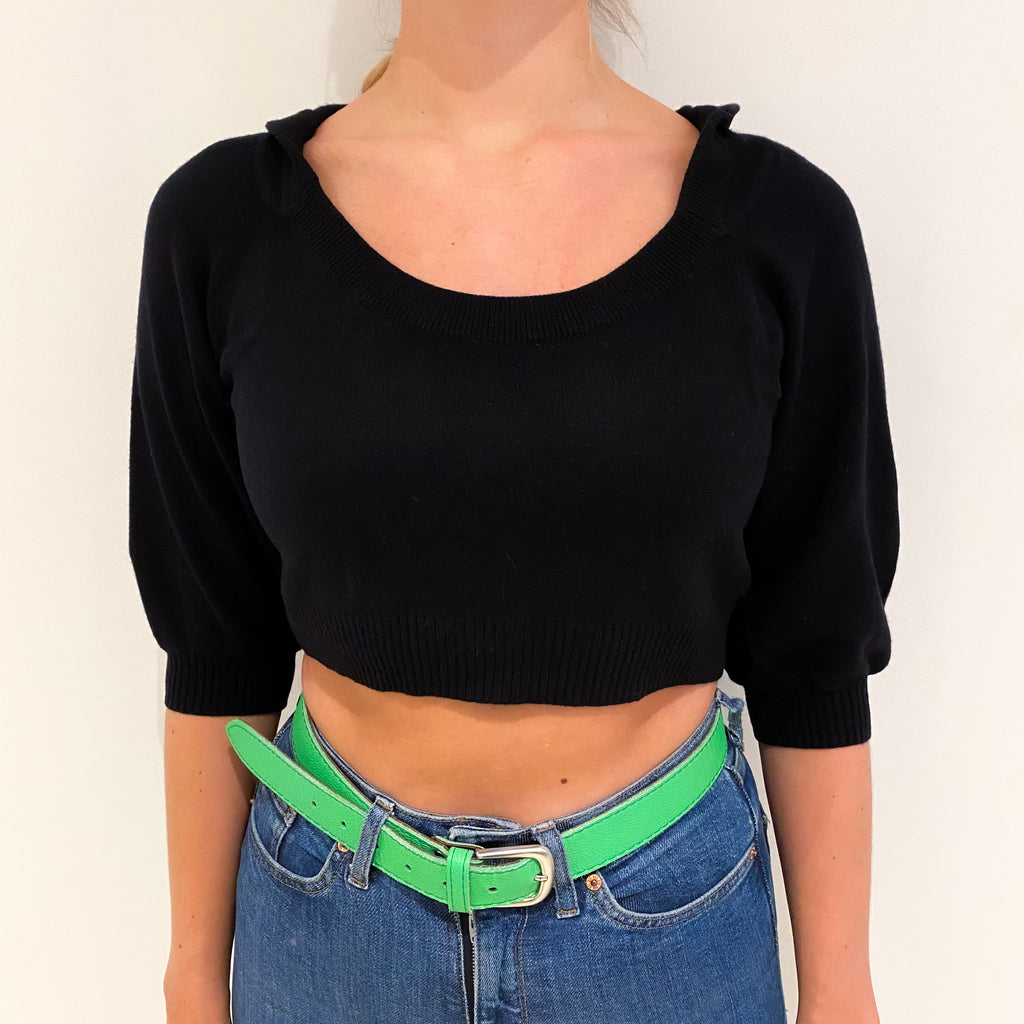 Black Cashmere Scoop Neck Hoodie Small