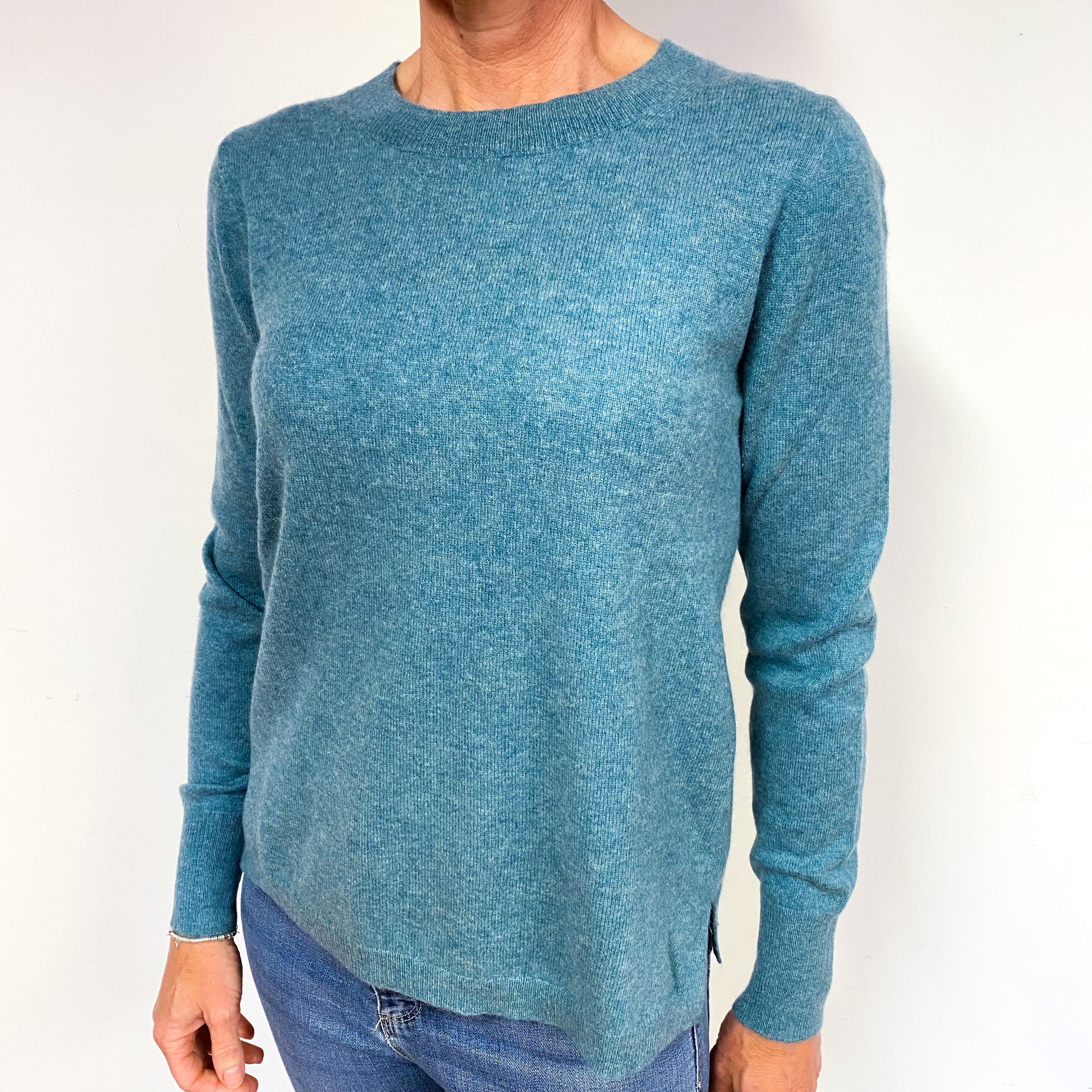 Spruce Green Cashmere Crew Neck Jumper Medium