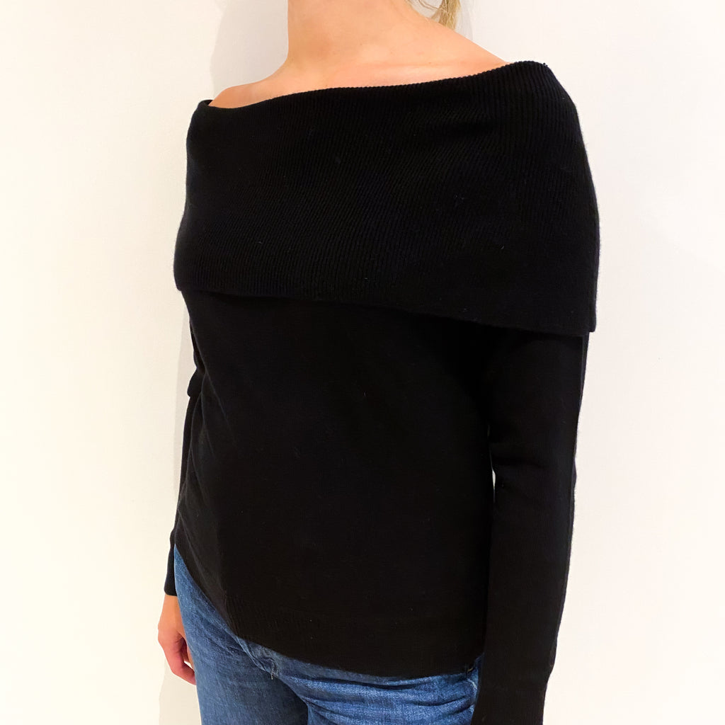 Black Cashmere Off Shoulder Jumper Small