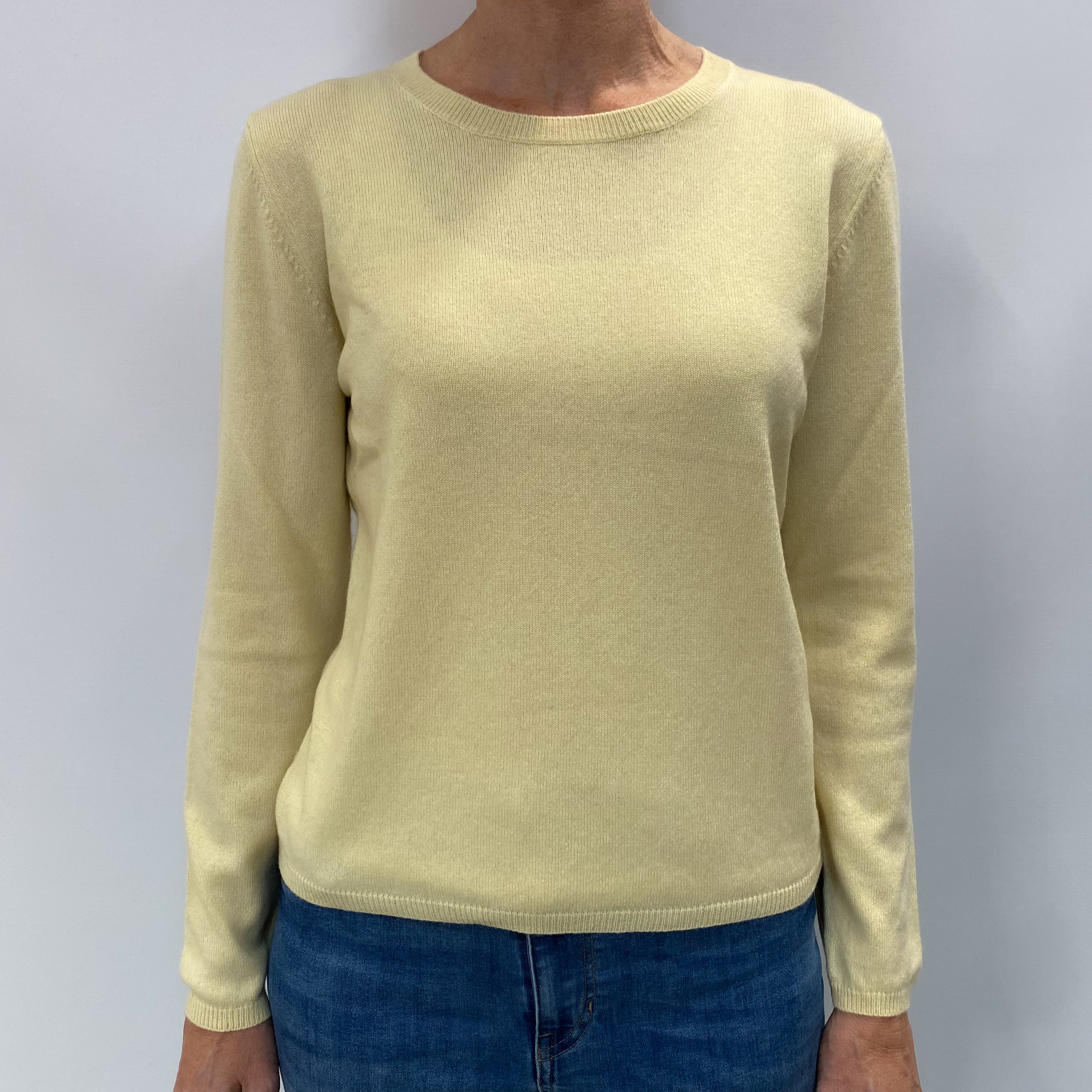 Primrose Yellow Cashmere Crew Neck Jumper Small