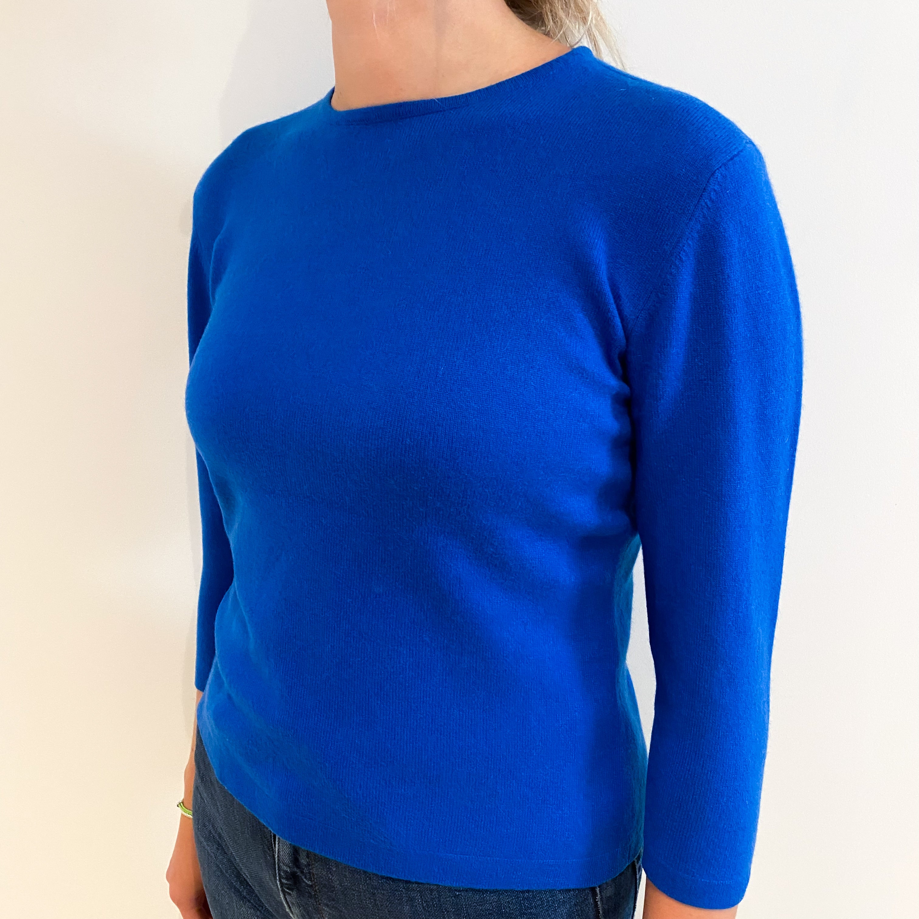 Azure Blue Cashmere Crew Neck Jumper Small