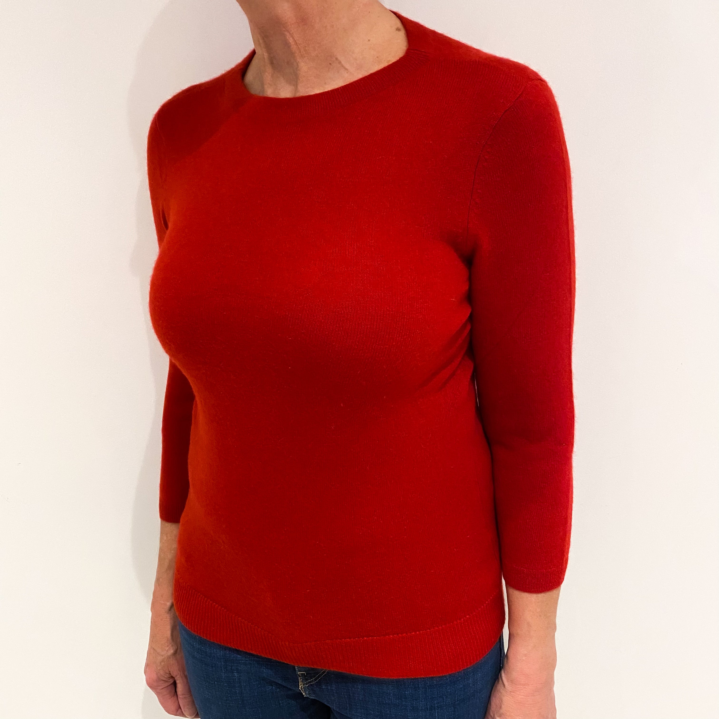 Scarlet Red Cashmere Crew Neck Jumper Medium