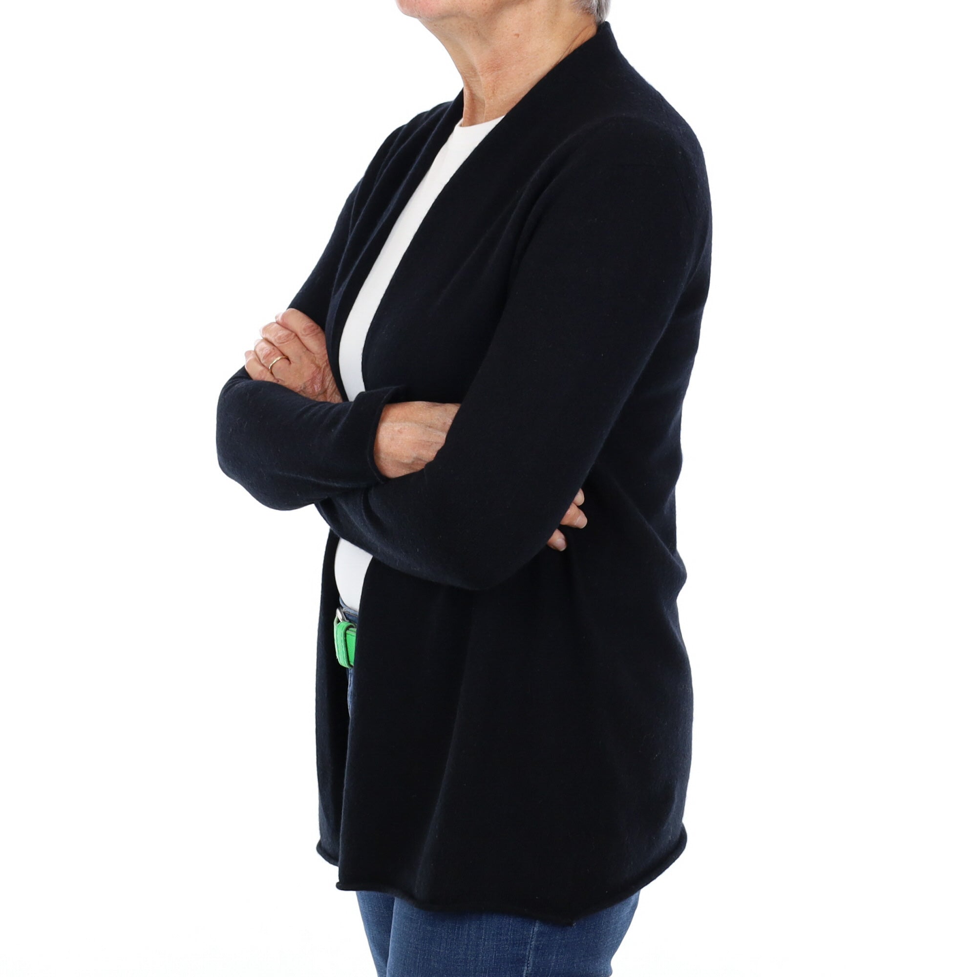 Black Cashmere Edge To Edge Cardigan Medium
