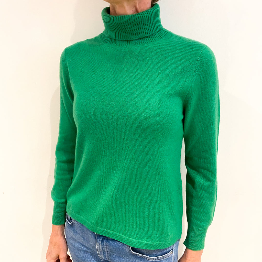 Jade Green Cashmere Polo Neck Jumper Small