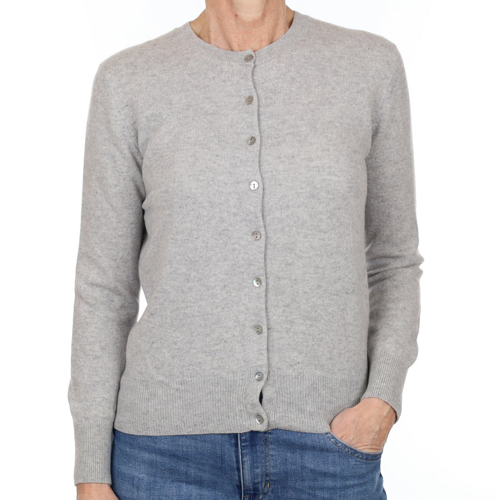 Smoke Grey Cashmere Crew Neck Cardigan Small