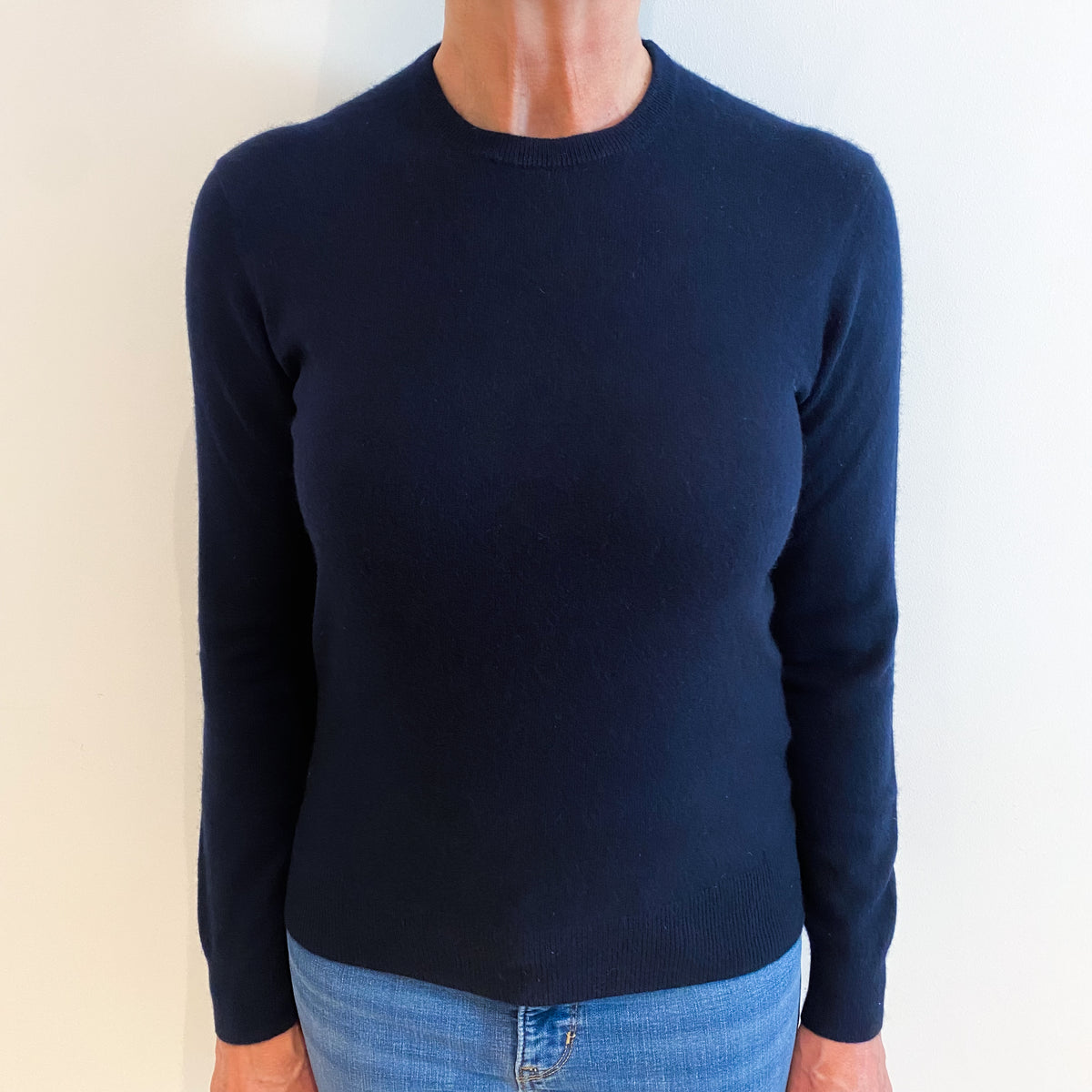 Navy Blue Cashmere Crew Neck Jumper Medium