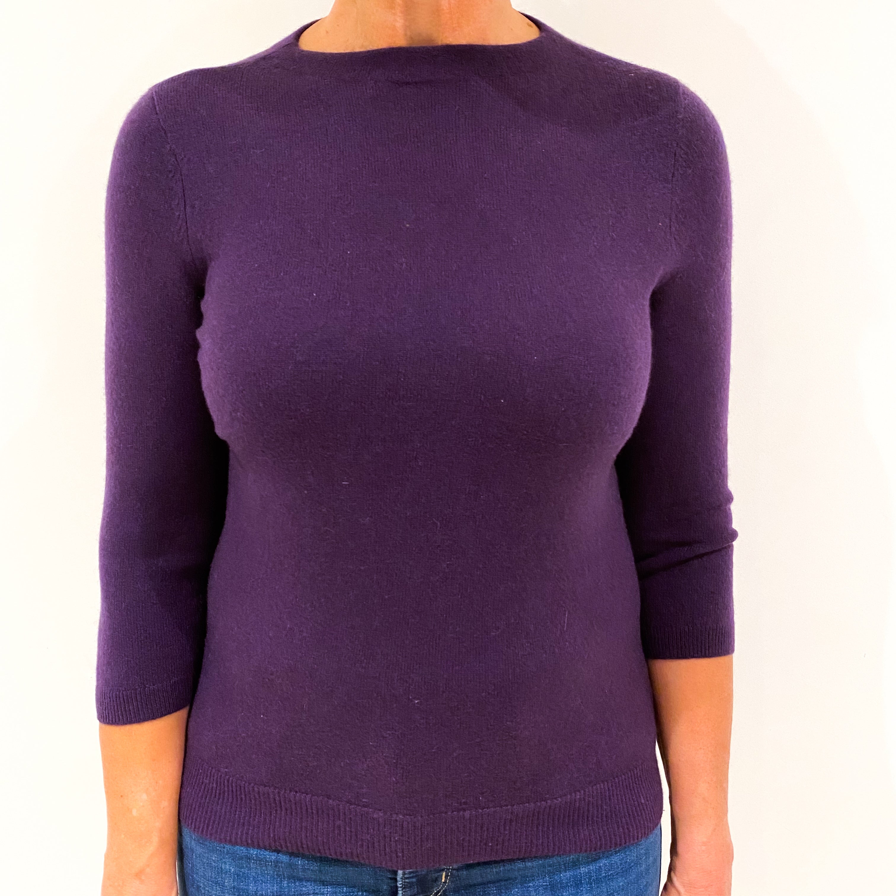 Grape Purple Cashmere Crew Neck Jumper Medium