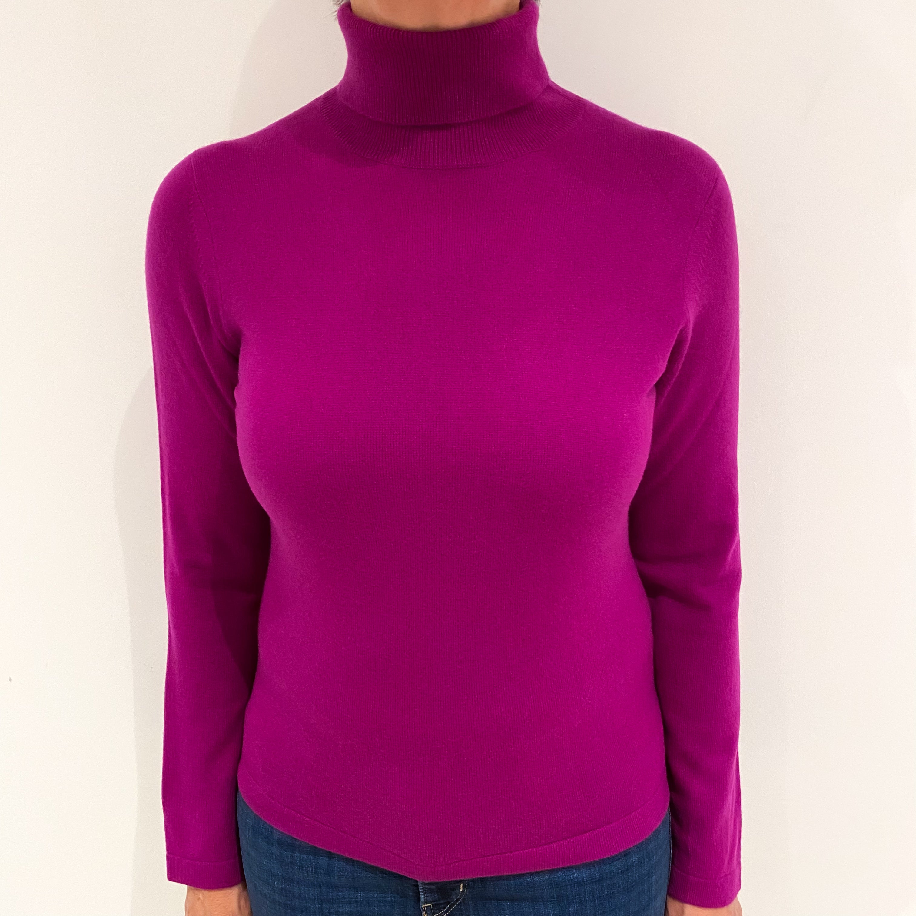 Magenta Cashmere Polo Neck Jumper Medium