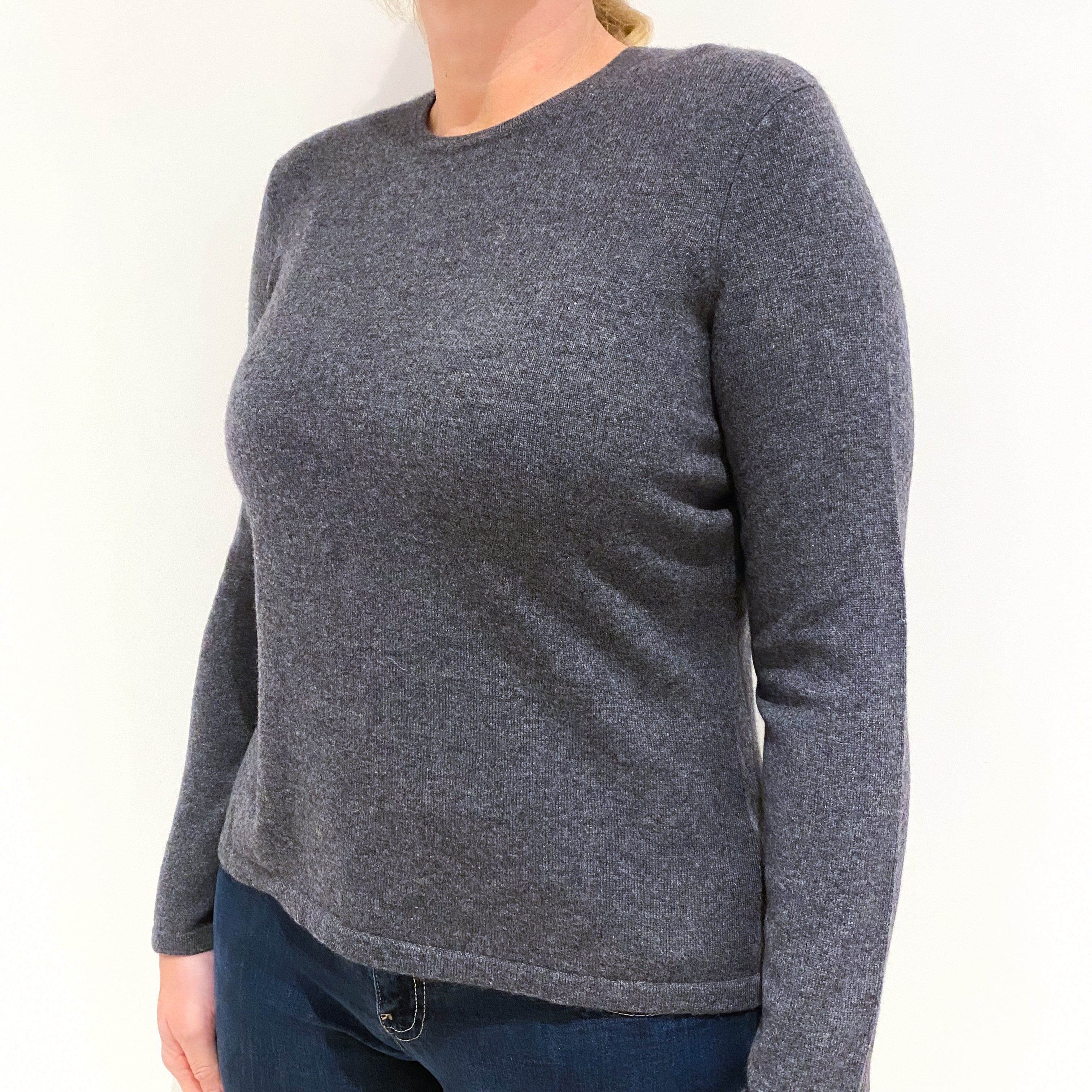 Slate Grey Cashmere Crew Neck Large