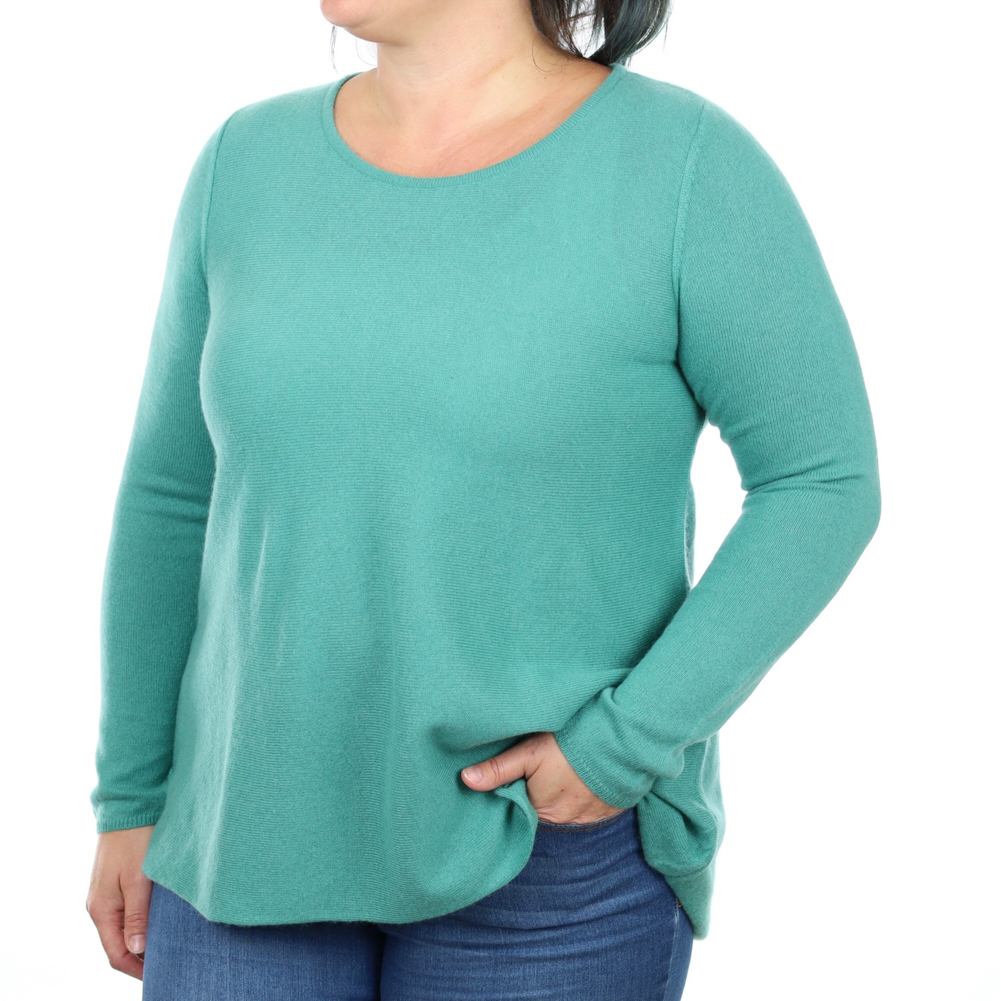 Sea Green Cashmere Scoop Neck Jumper Large