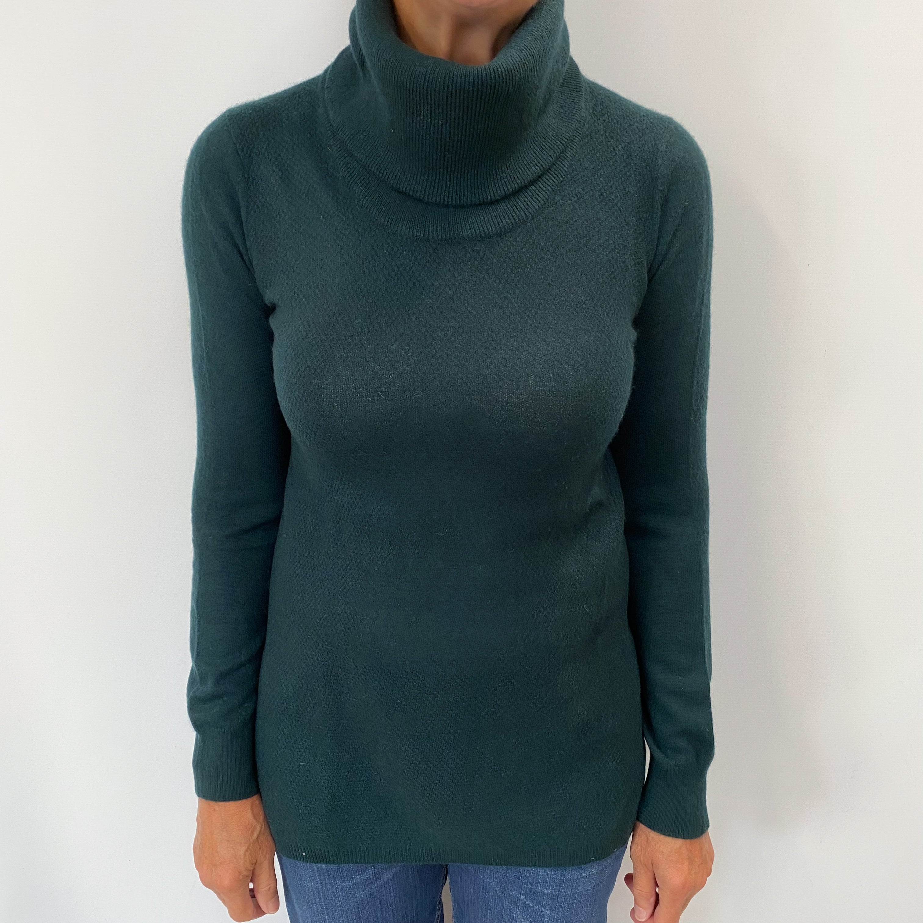 Bottle Green Cashmere Cowl Neck Jumper Medium