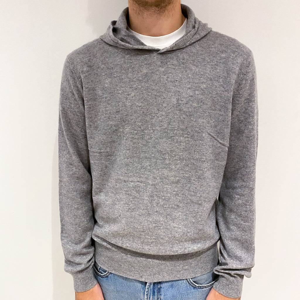 Men's Smoke Grey Cashmere Hoodie Jumper Large