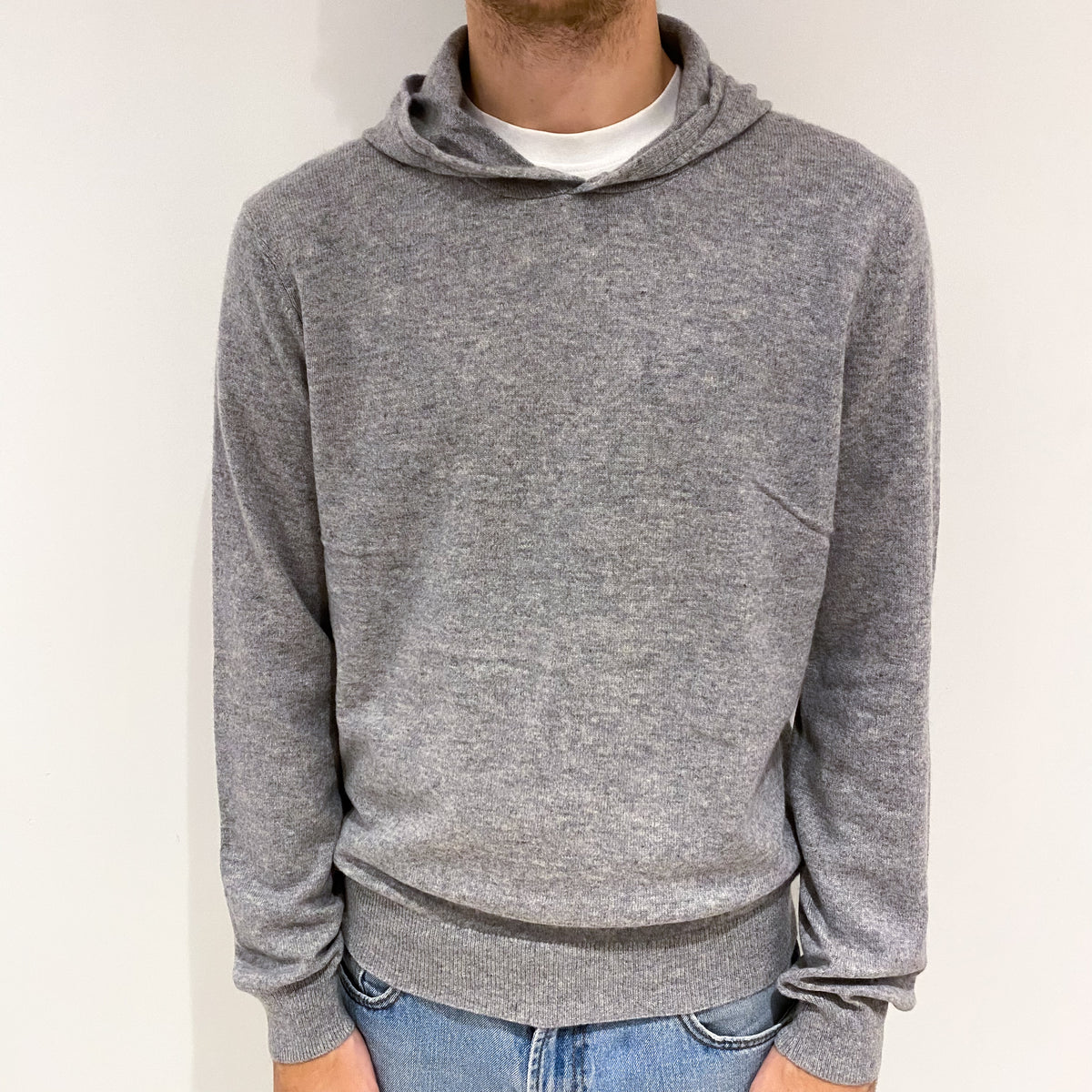 Men's Smoke Grey Cashmere Hoodie Jumper Large